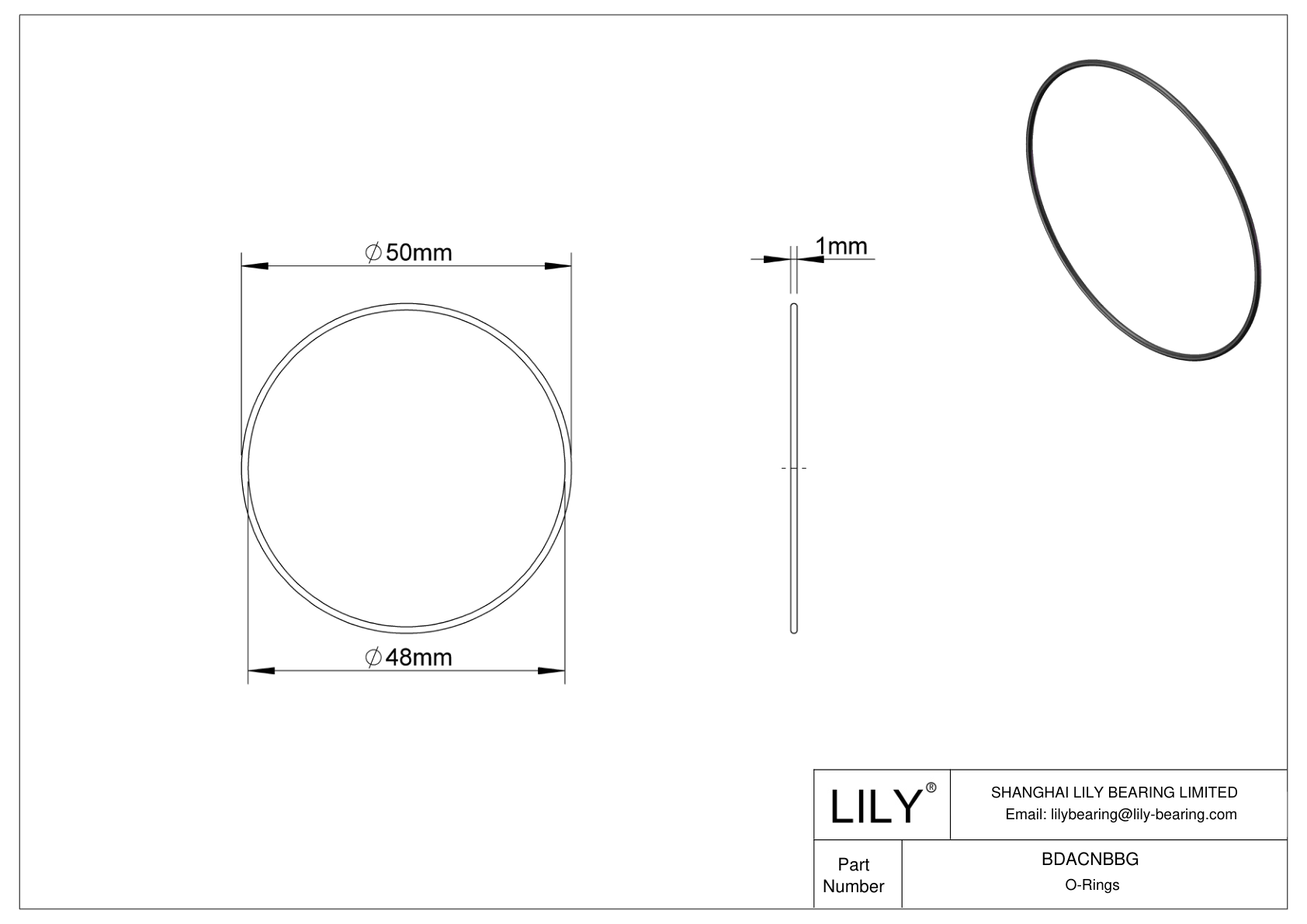 BDACNBBG Oil Resistant O-Rings Round cad drawing