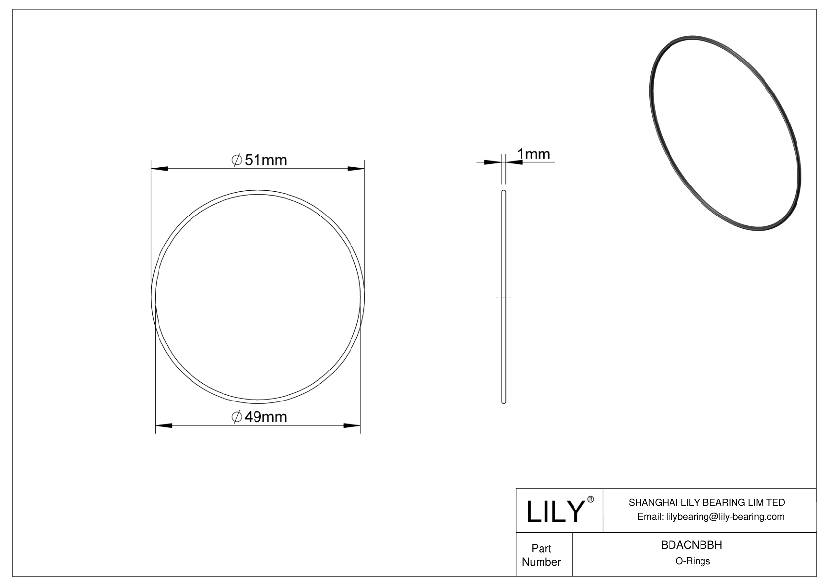 BDACNBBH Oil Resistant O-Rings Round cad drawing