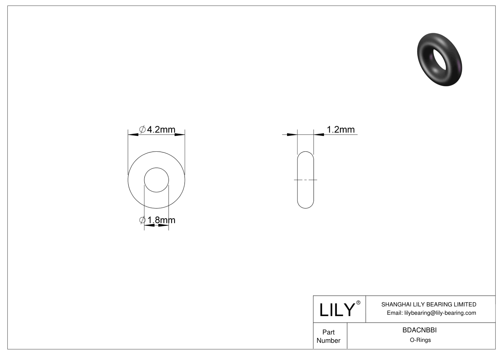 BDACNBBI Oil Resistant O-Rings Round cad drawing