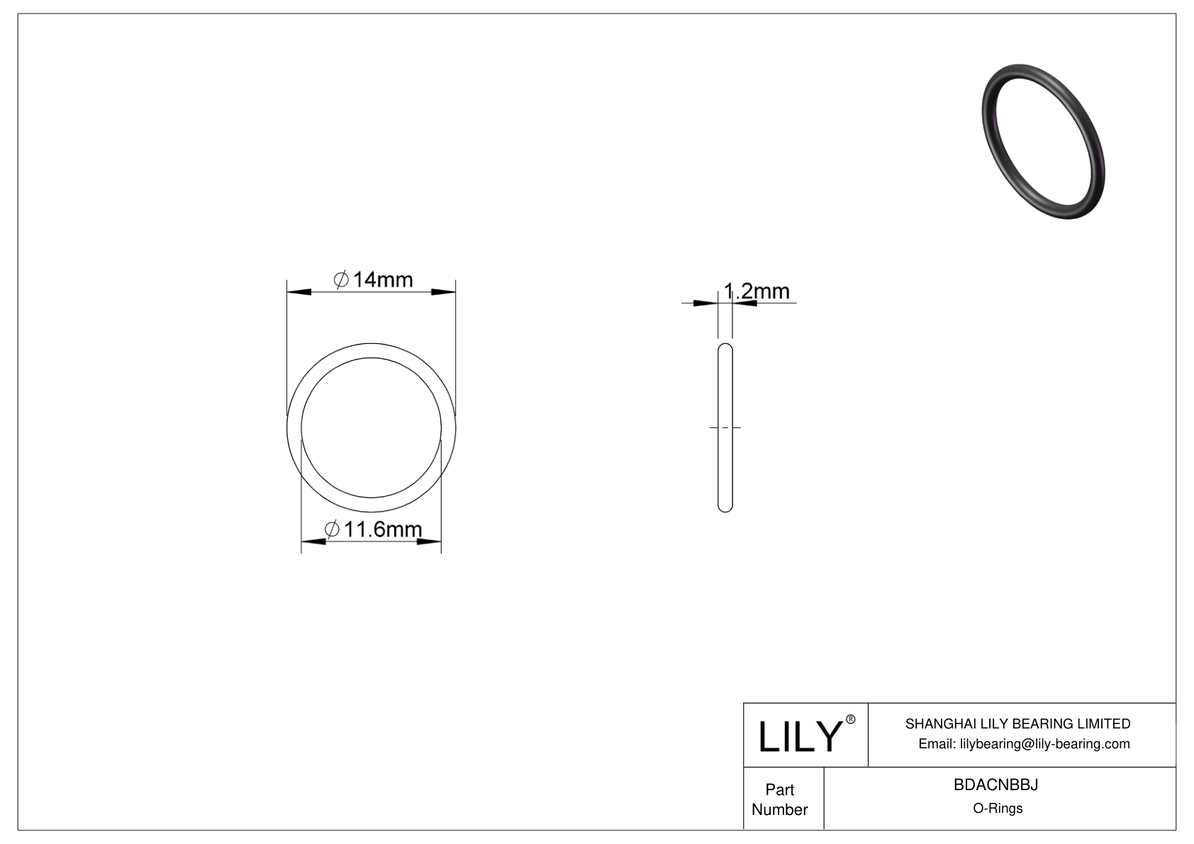 BDACNBBJ Oil Resistant O-Rings Round cad drawing