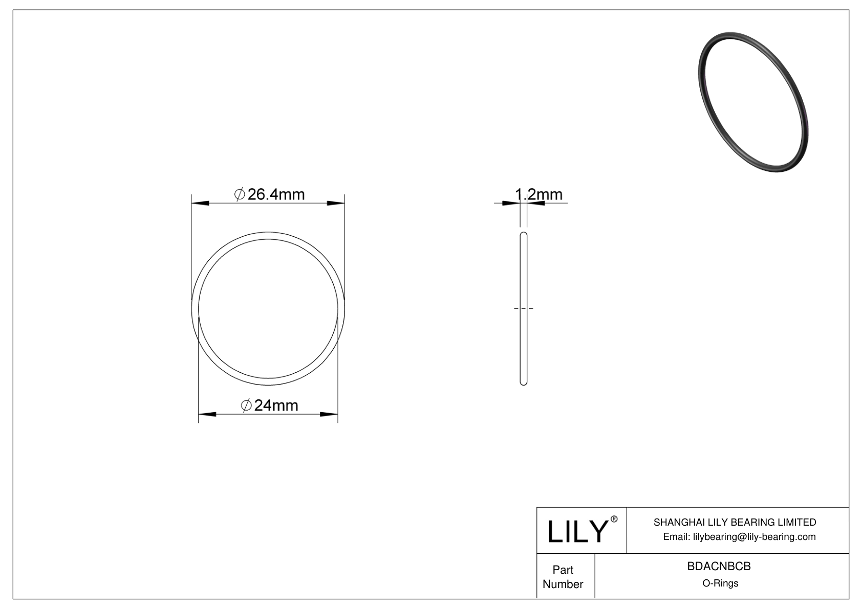 BDACNBCB Oil Resistant O-Rings Round cad drawing