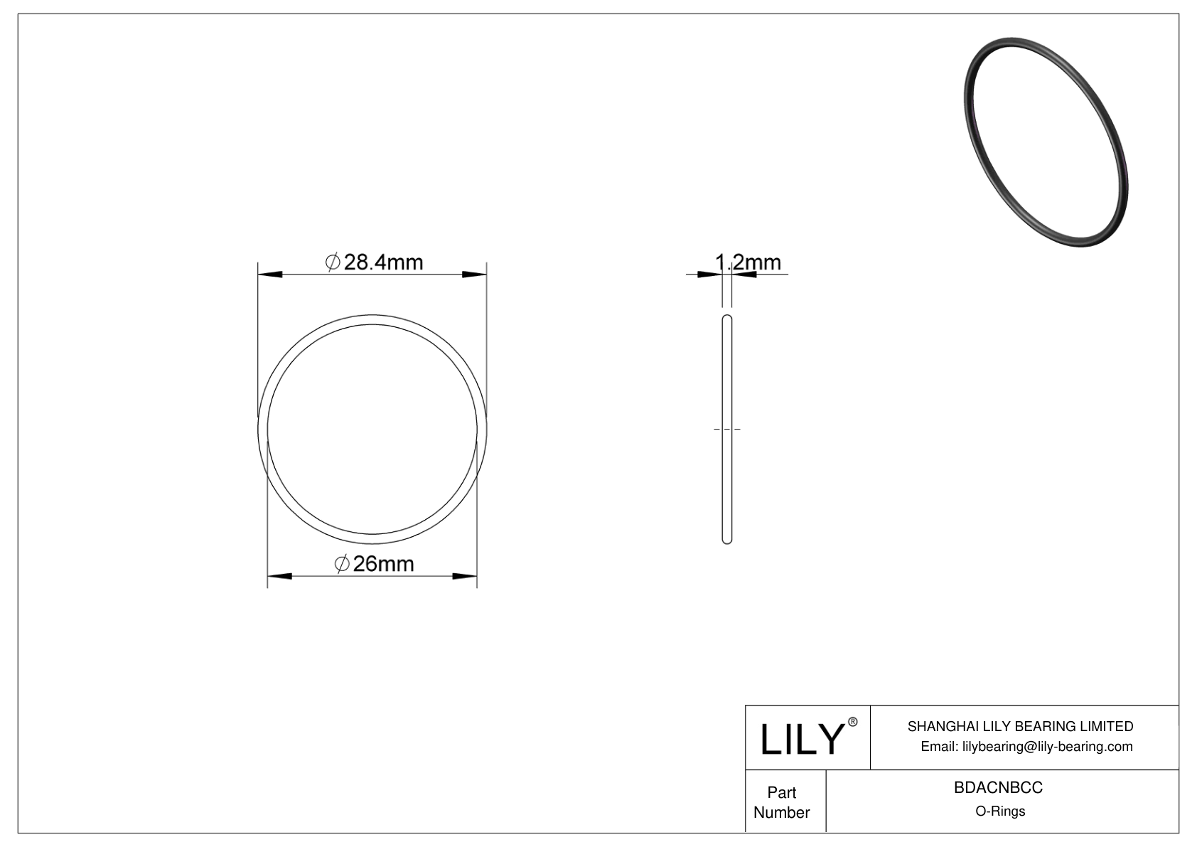 BDACNBCC Oil Resistant O-Rings Round cad drawing