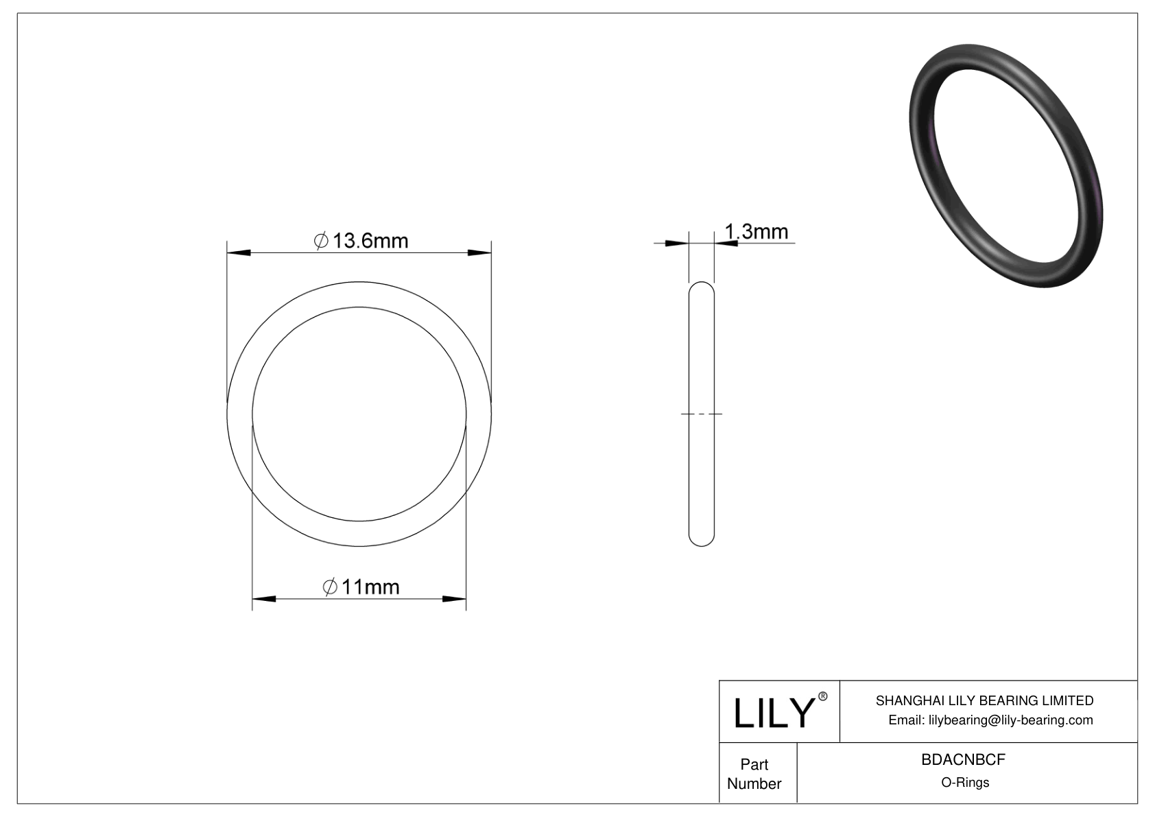 BDACNBCF Juntas tóricas redondas resistentes al aceite cad drawing