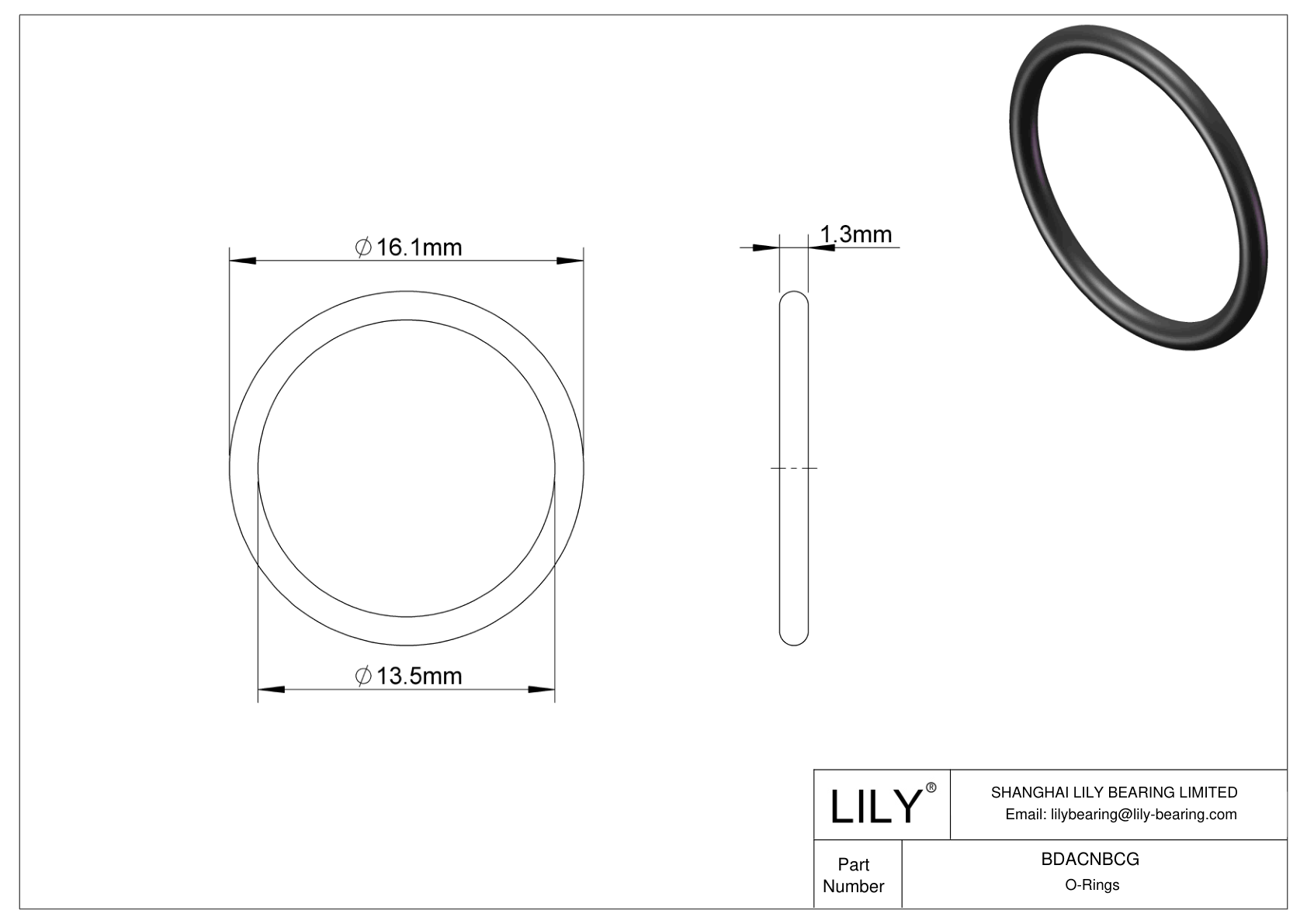 BDACNBCG Oil Resistant O-Rings Round cad drawing