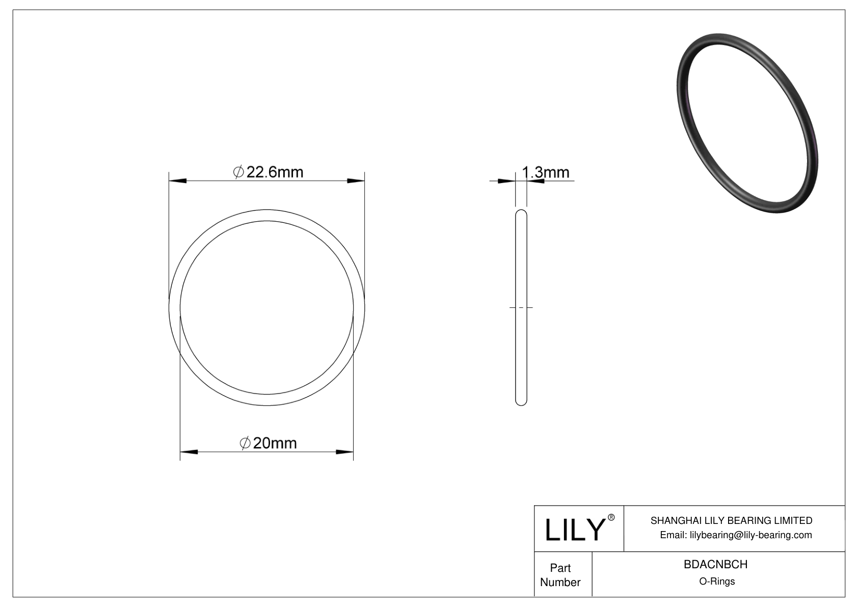 BDACNBCH Oil Resistant O-Rings Round cad drawing