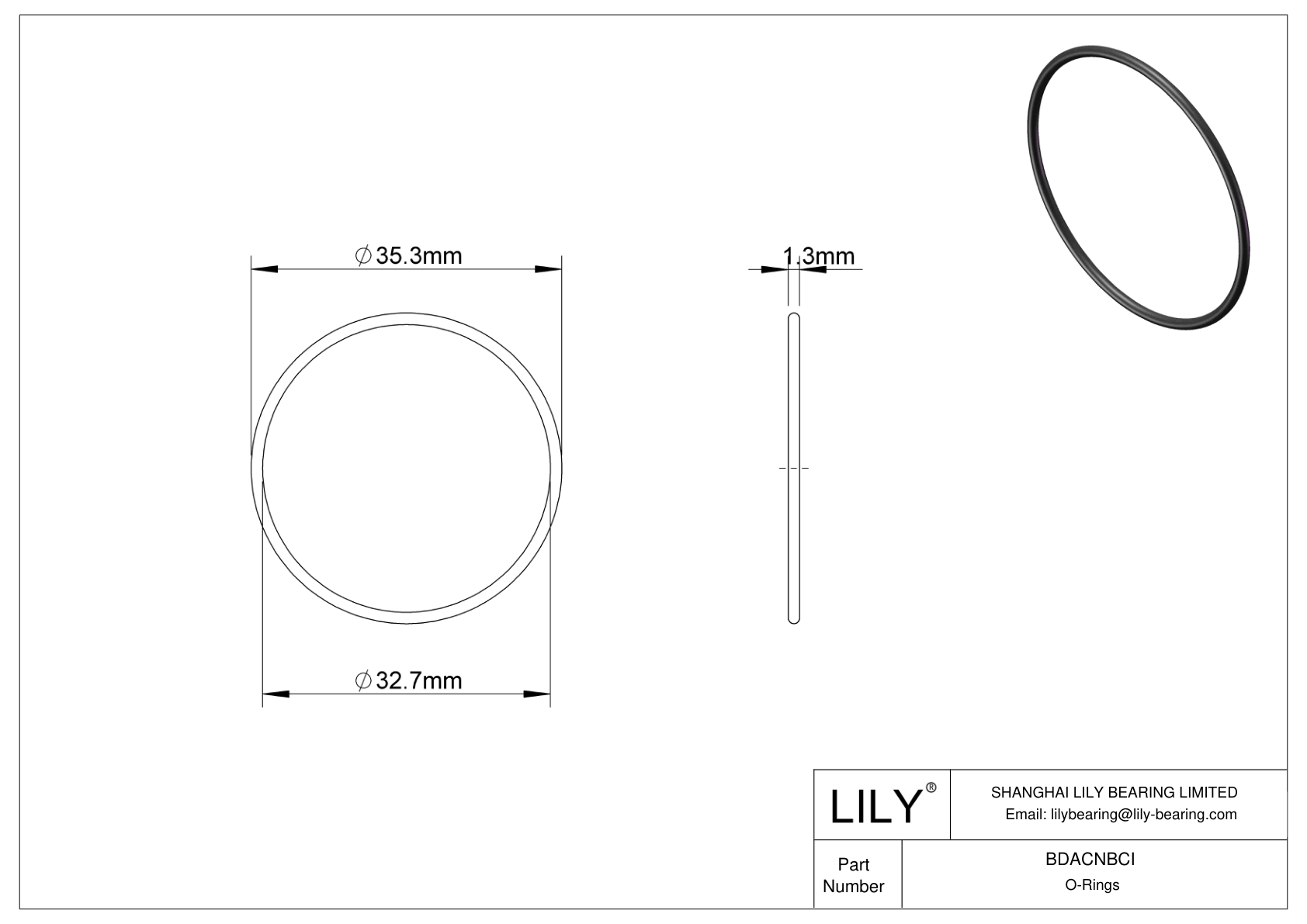 BDACNBCI Oil Resistant O-Rings Round cad drawing