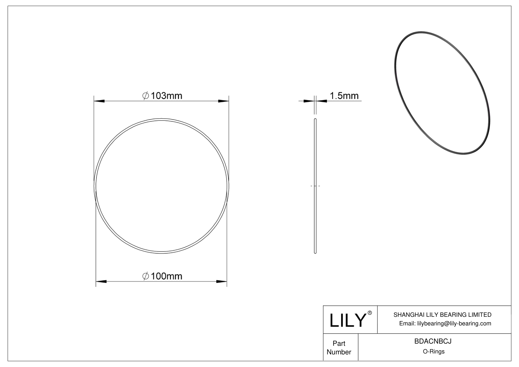 BDACNBCJ Oil Resistant O-Rings Round cad drawing