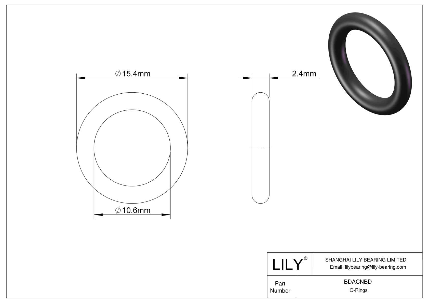 BDACNBD Oil Resistant O-Rings Round cad drawing