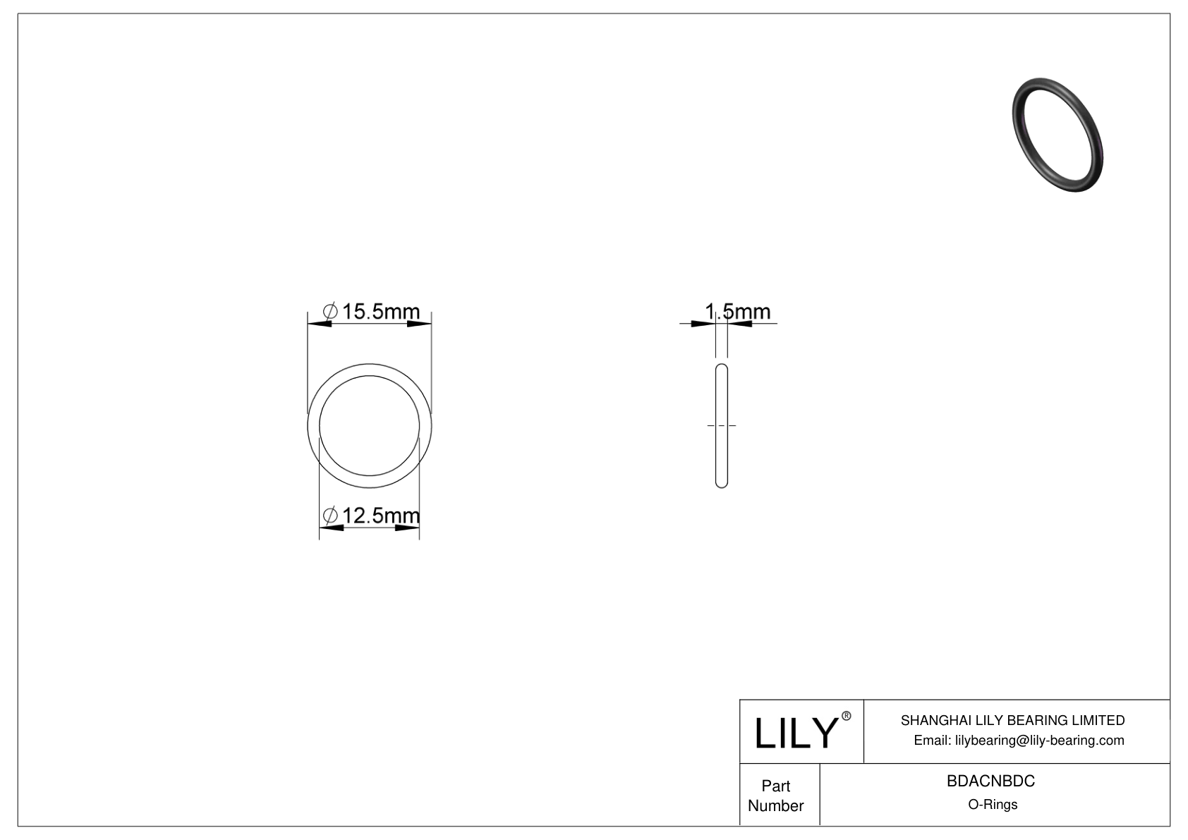 BDACNBDC Oil Resistant O-Rings Round cad drawing