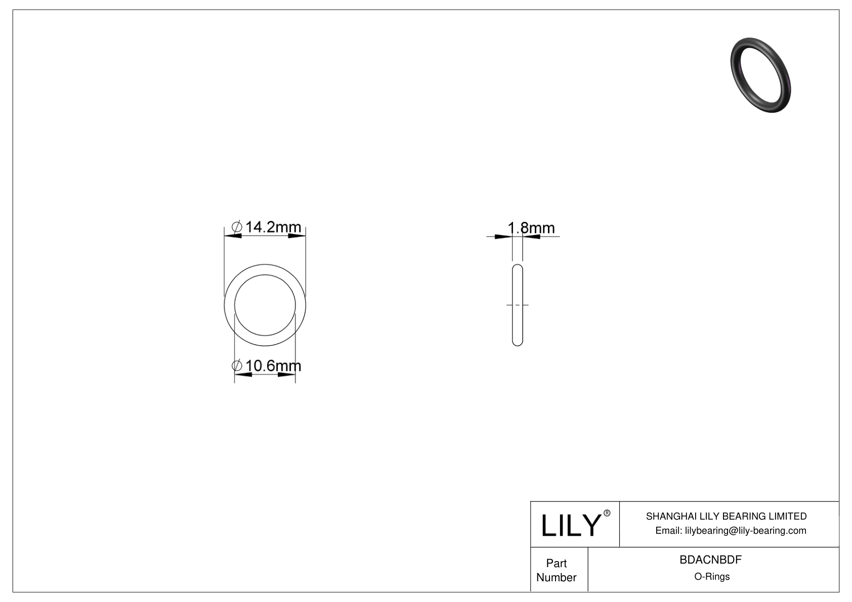 BDACNBDF Oil Resistant O-Rings Round cad drawing