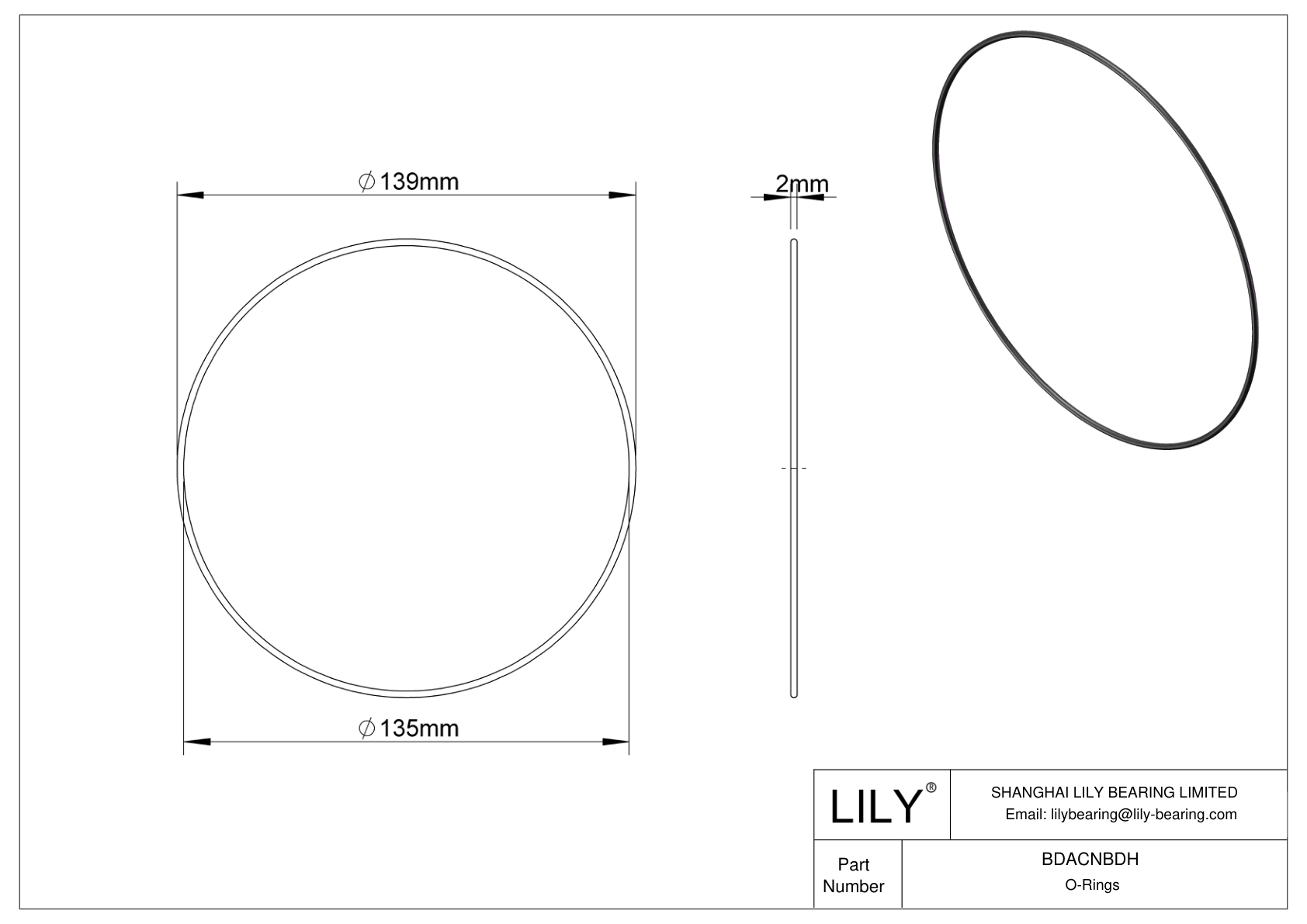 BDACNBDH Oil Resistant O-Rings Round cad drawing