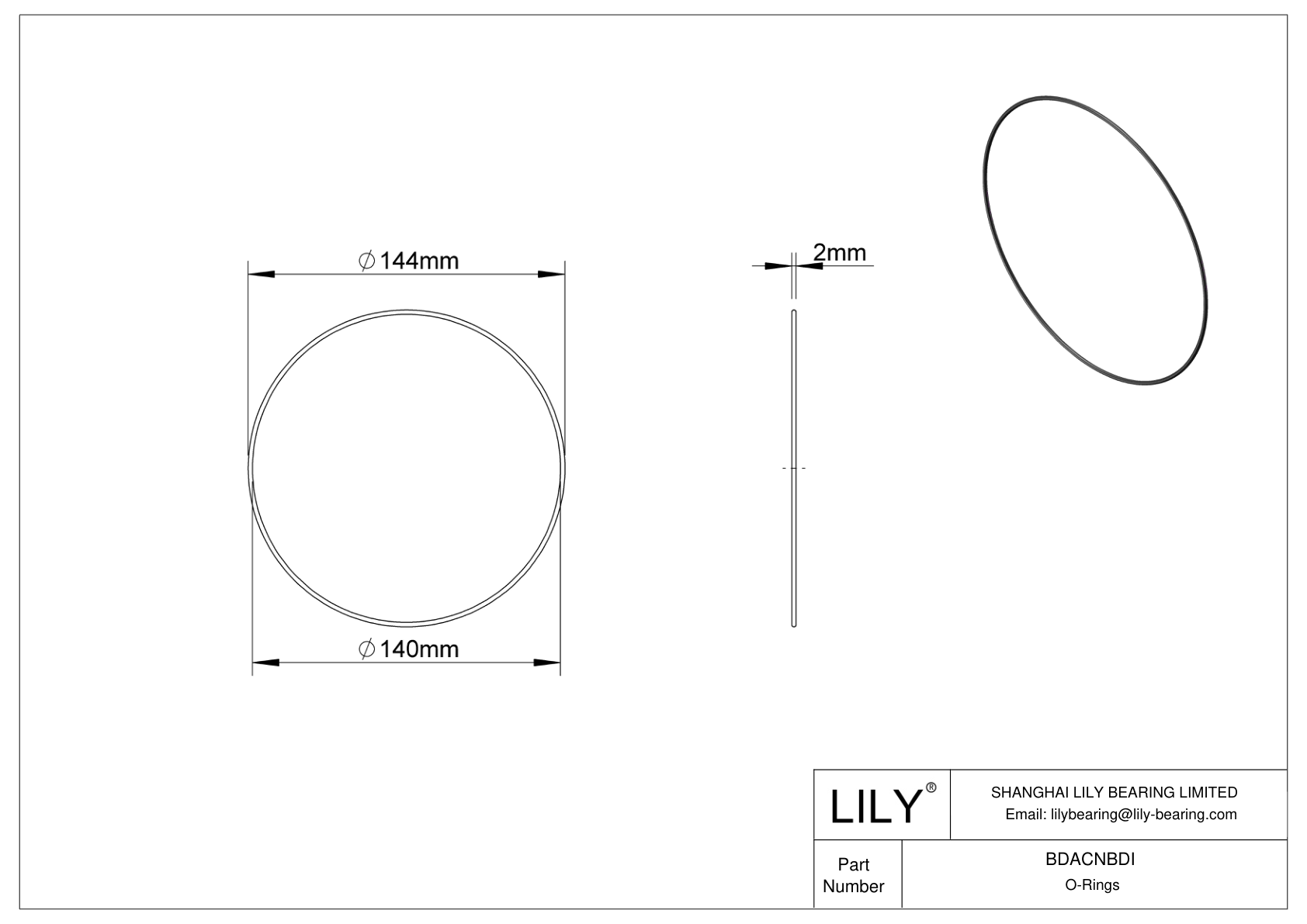 BDACNBDI Oil Resistant O-Rings Round cad drawing