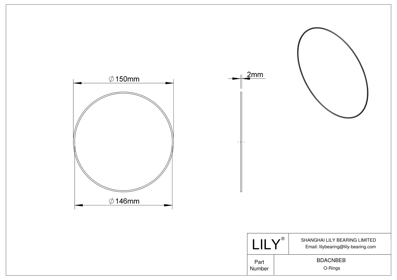 BDACNBEB Oil Resistant O-Rings Round cad drawing