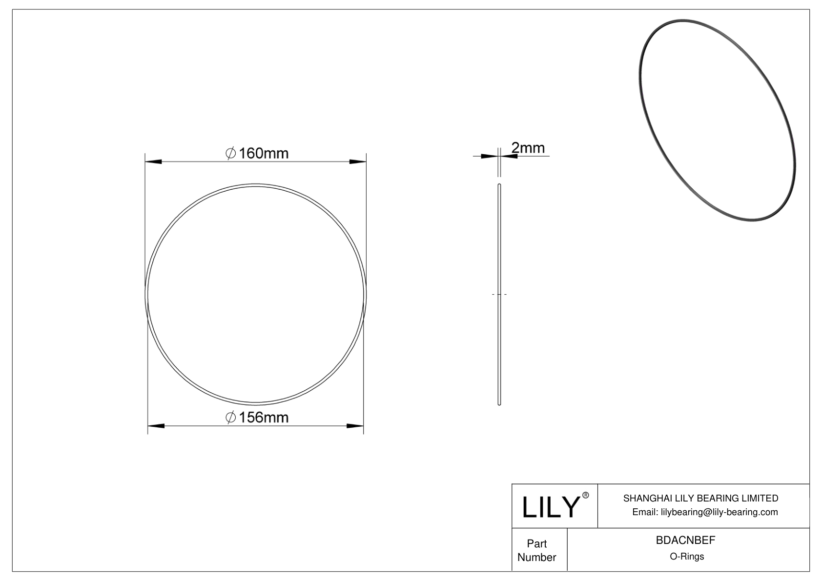 BDACNBEF Oil Resistant O-Rings Round cad drawing