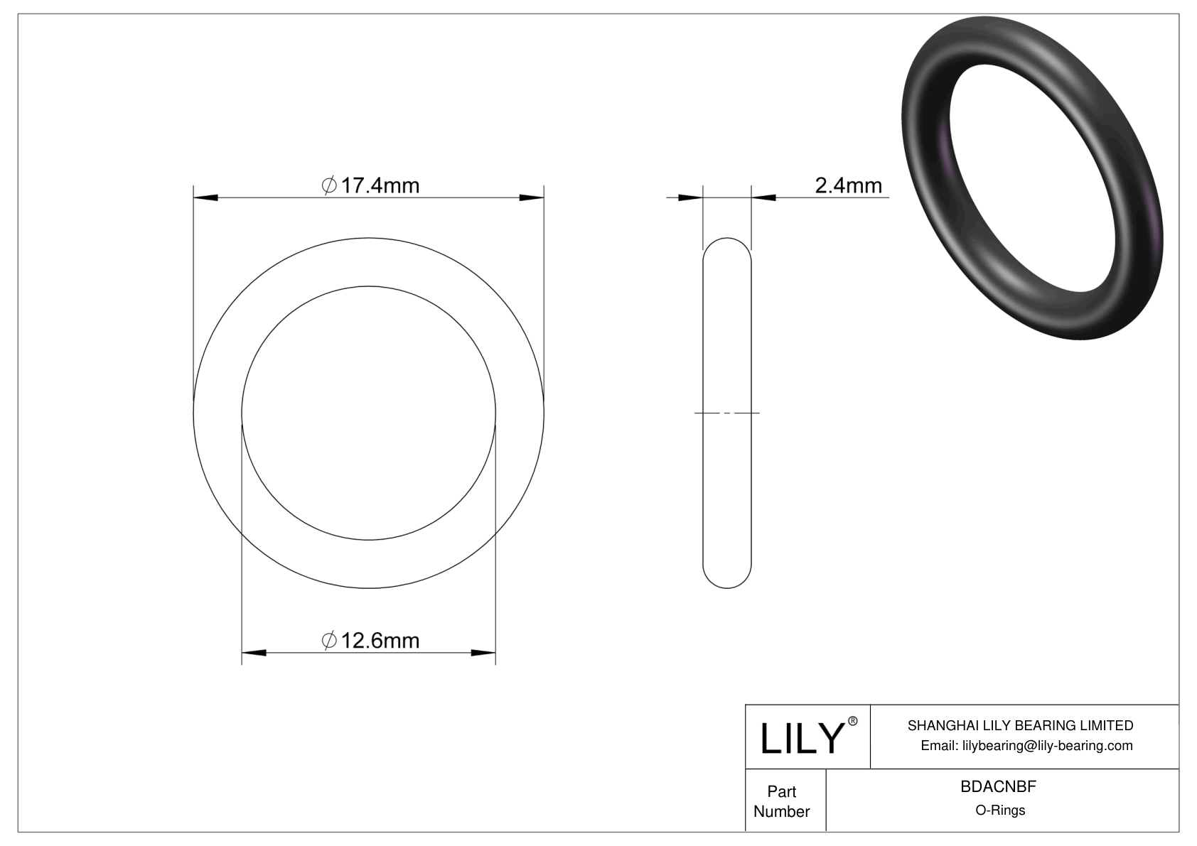 BDACNBF Juntas tóricas redondas resistentes al aceite cad drawing