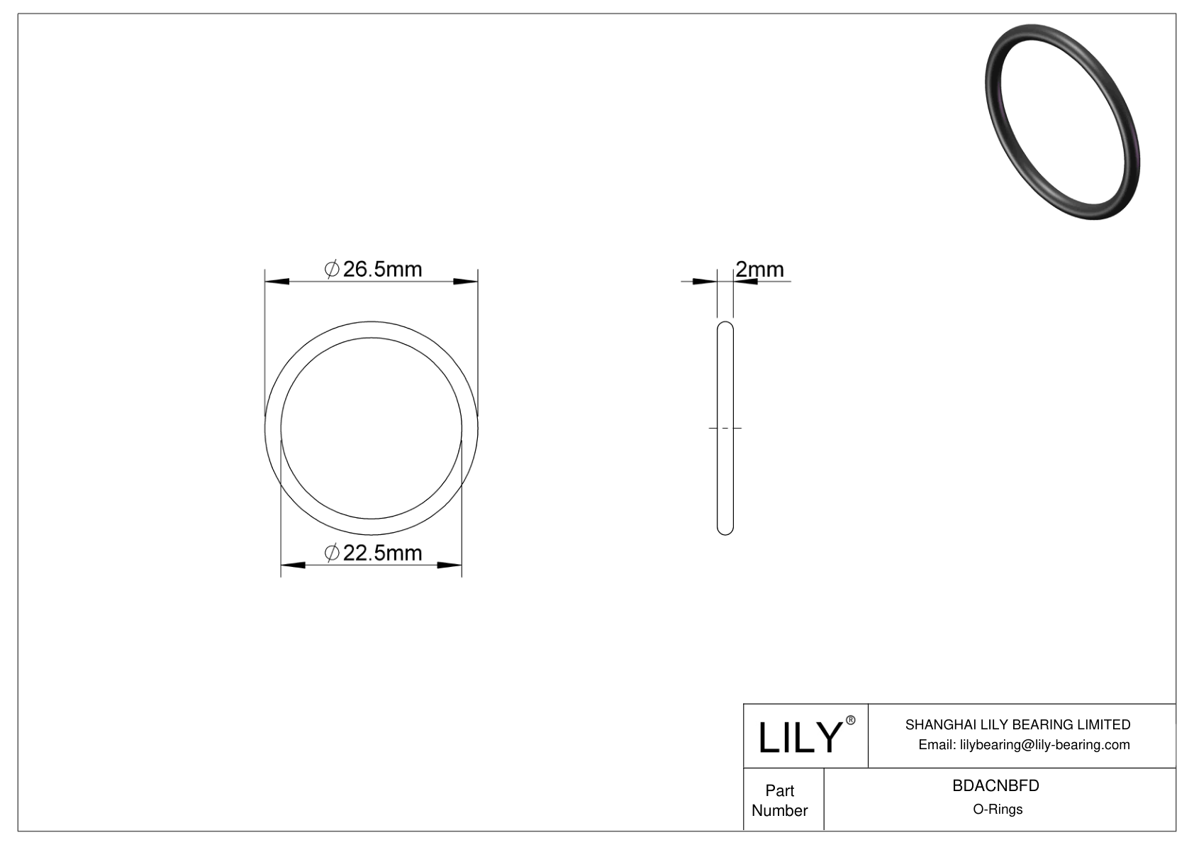 BDACNBFD Oil Resistant O-Rings Round cad drawing