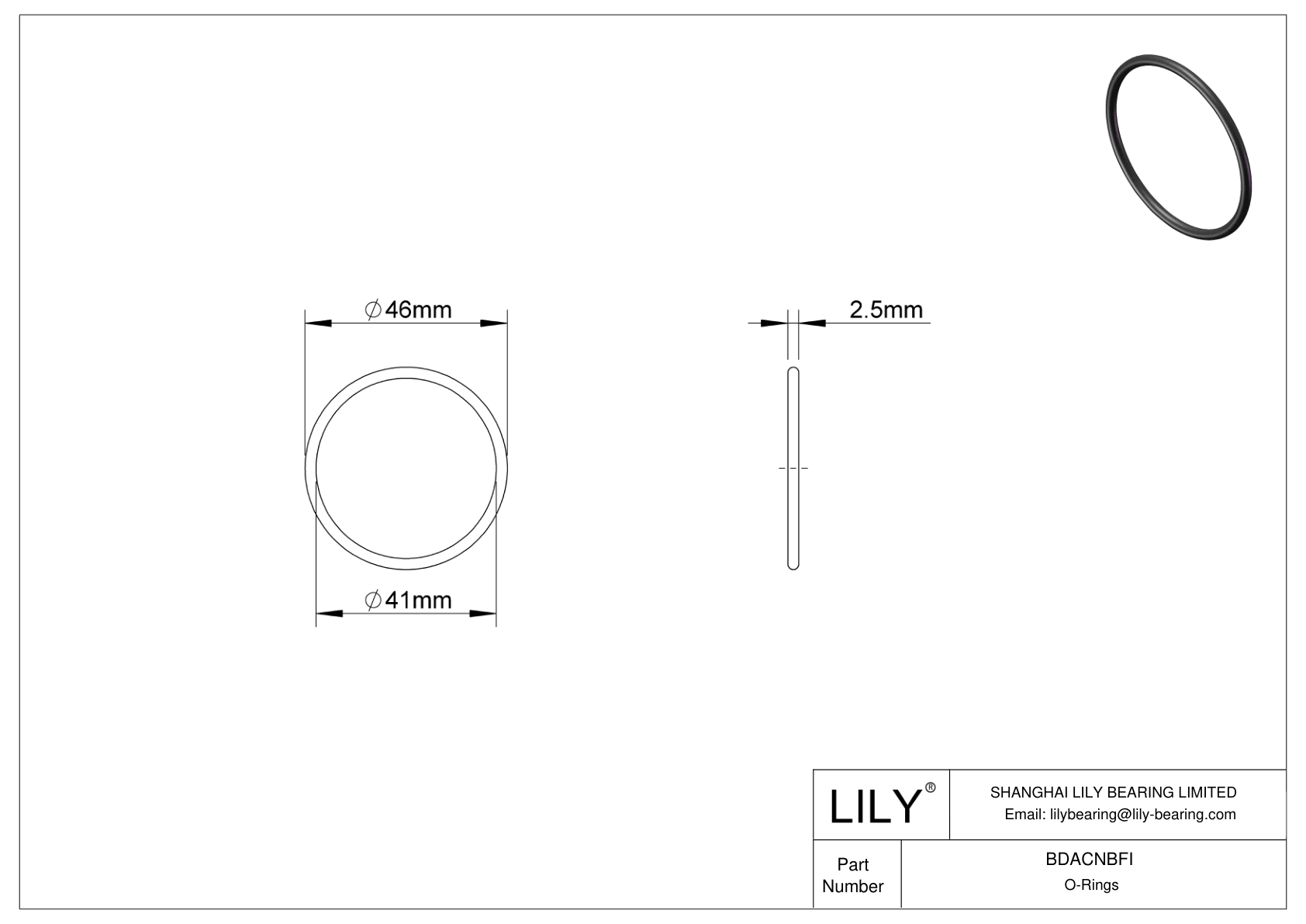 BDACNBFI Oil Resistant O-Rings Round cad drawing