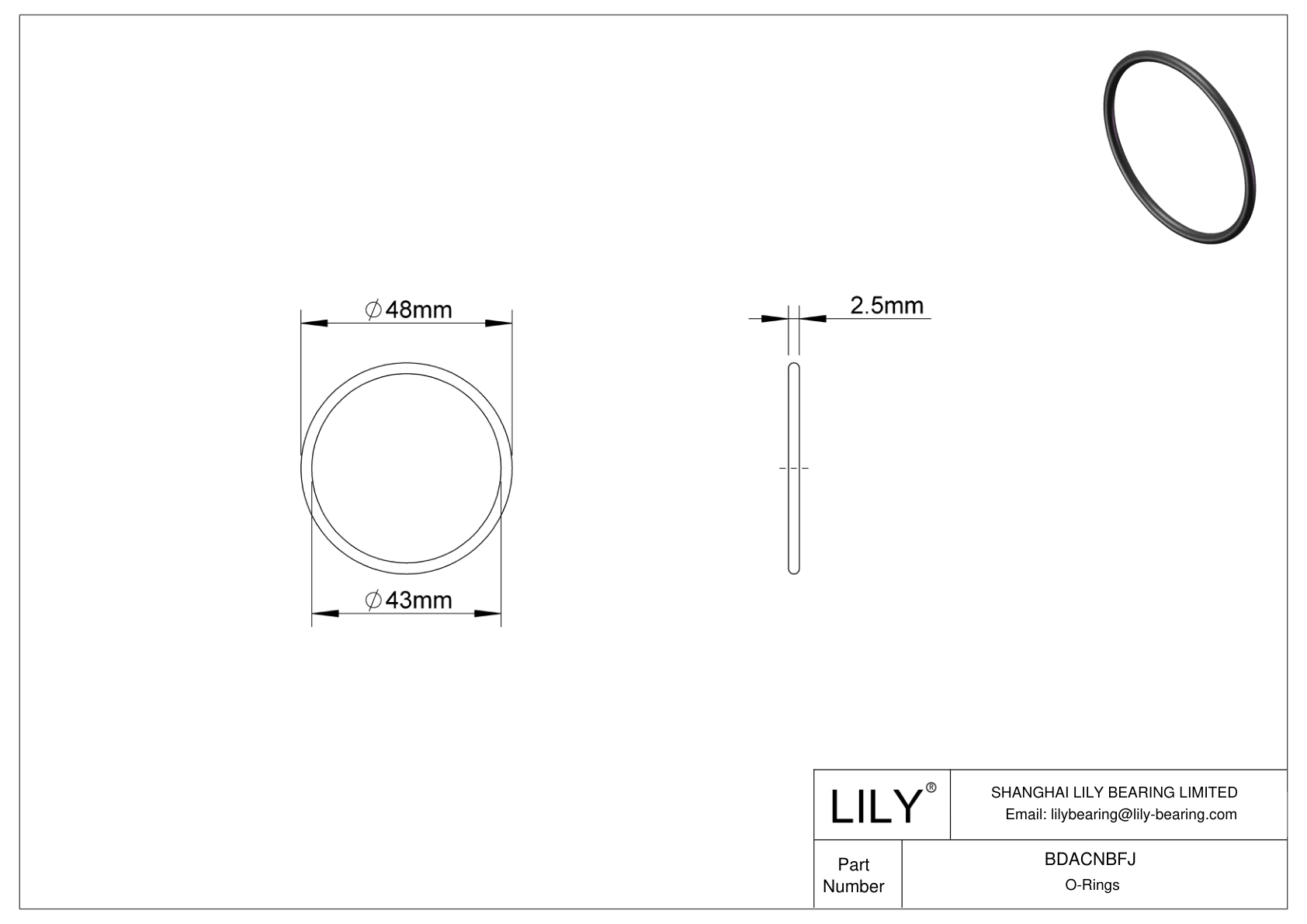 BDACNBFJ Oil Resistant O-Rings Round cad drawing