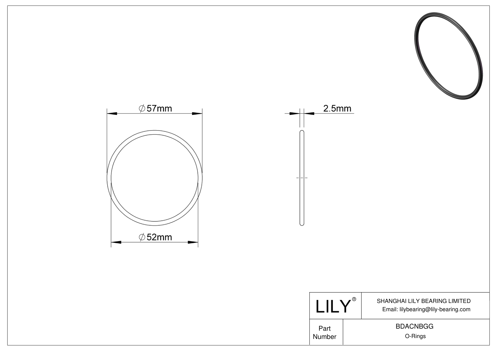 BDACNBGG Oil Resistant O-Rings Round cad drawing