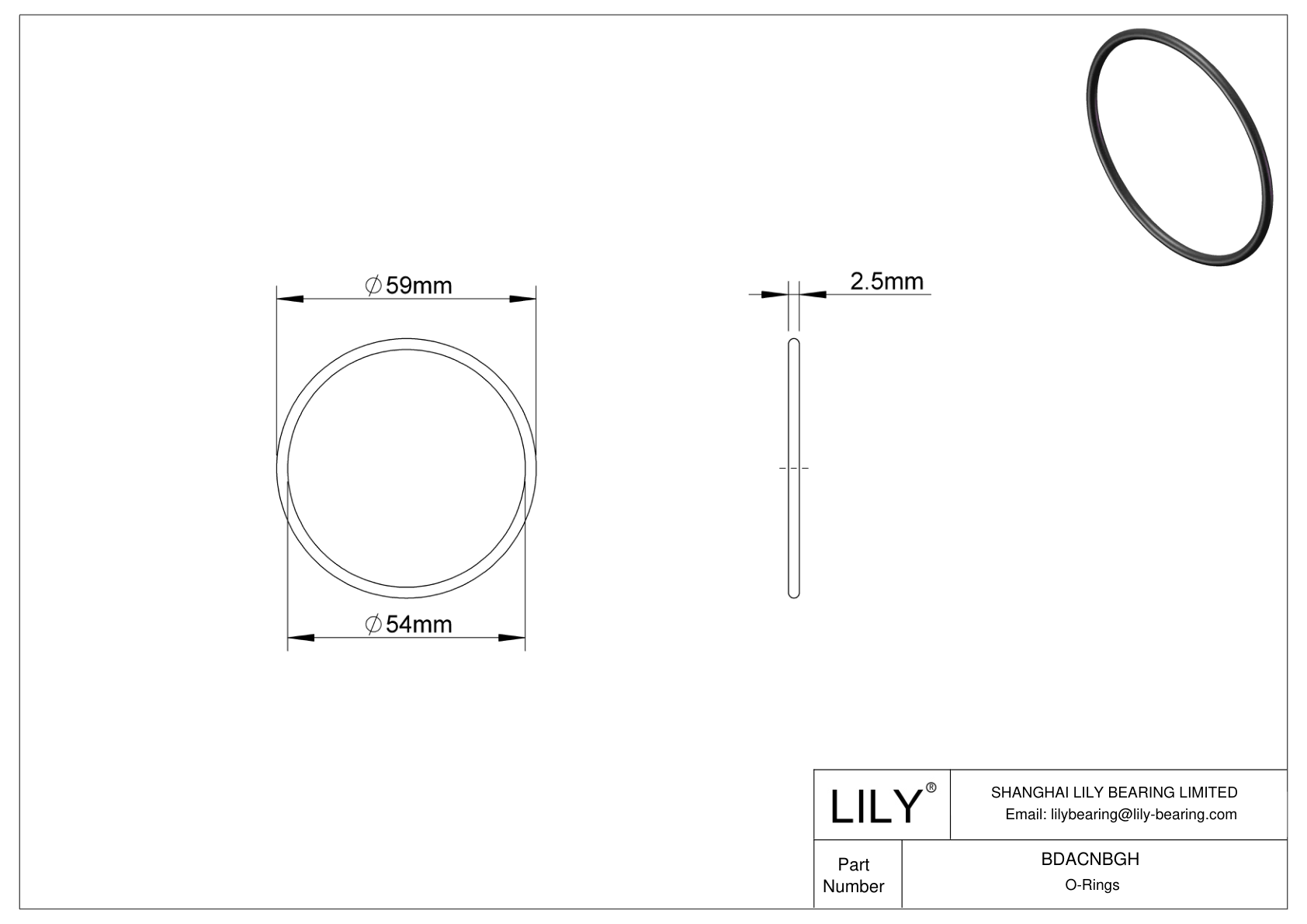 BDACNBGH Juntas tóricas redondas resistentes al aceite cad drawing