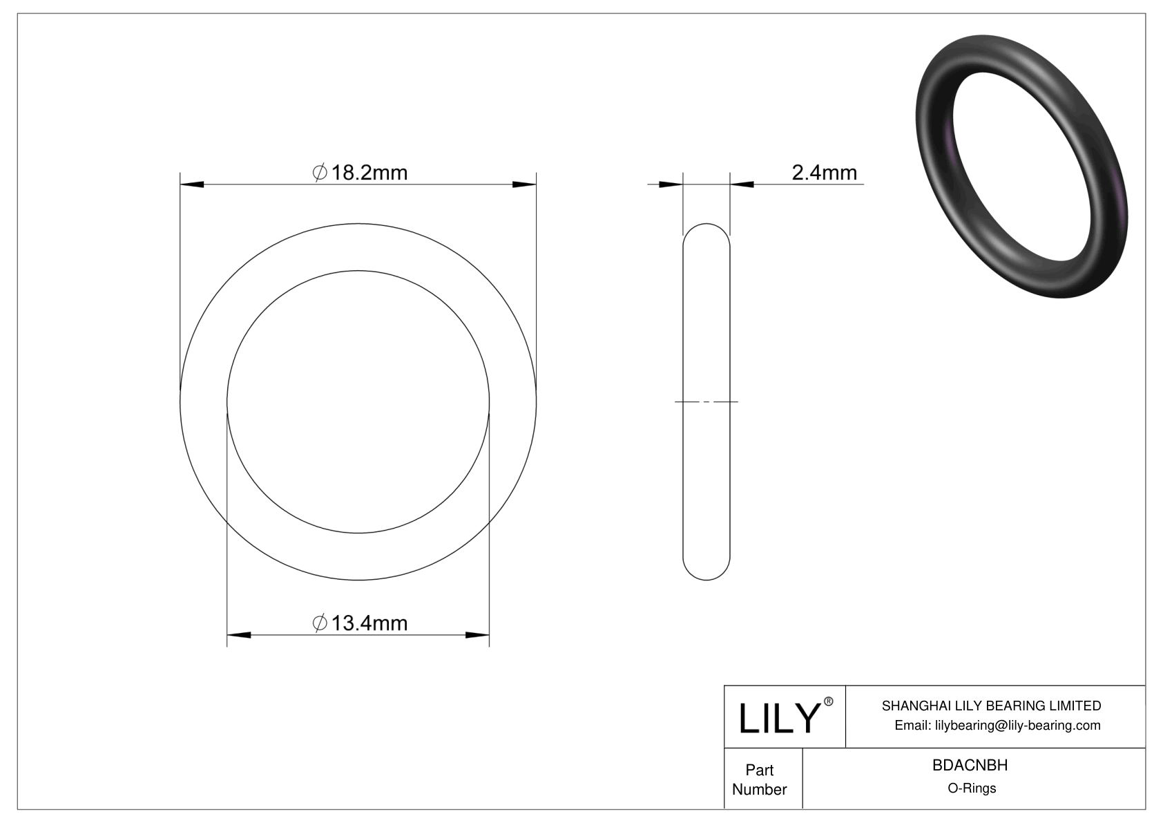 BDACNBH Juntas tóricas redondas resistentes al aceite cad drawing