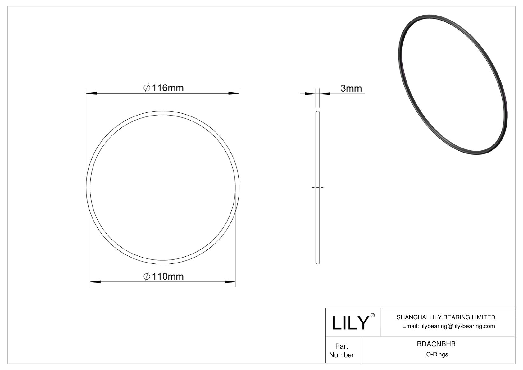 BDACNBHB Oil Resistant O-Rings Round cad drawing