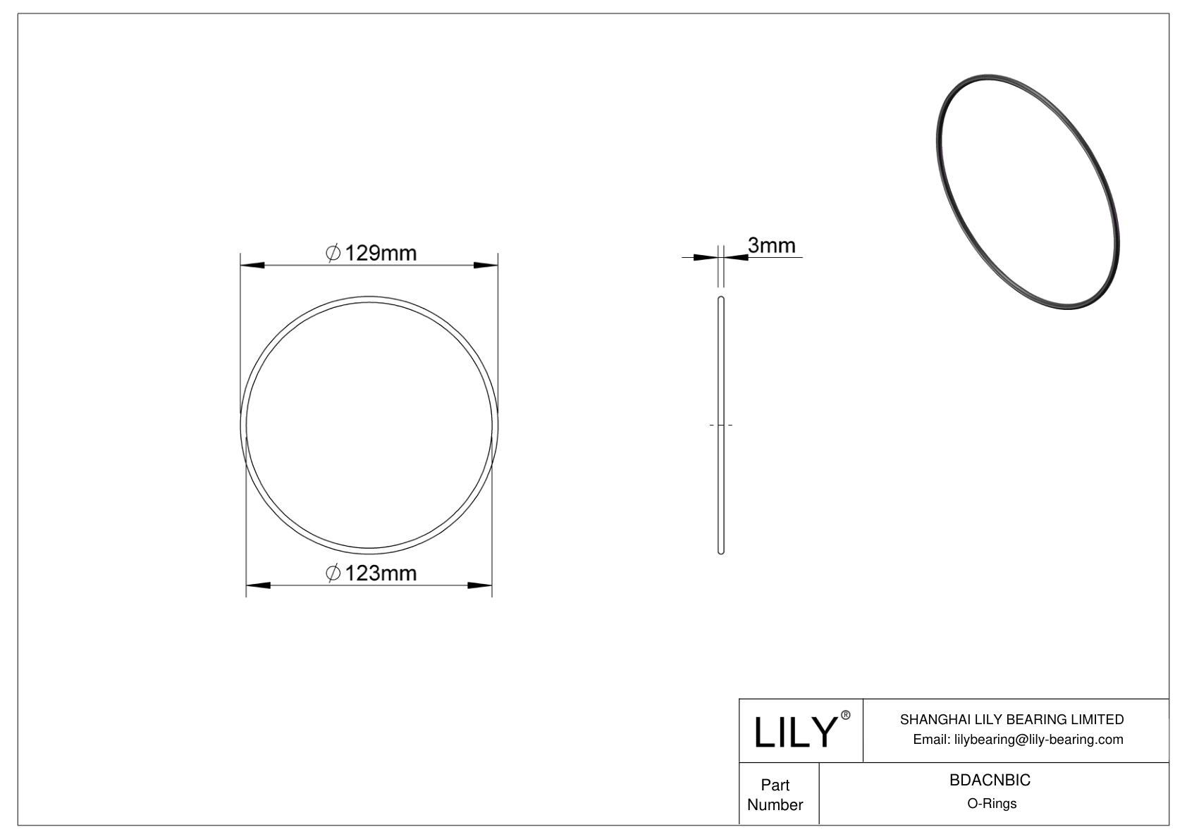 BDACNBIC Oil Resistant O-Rings Round cad drawing