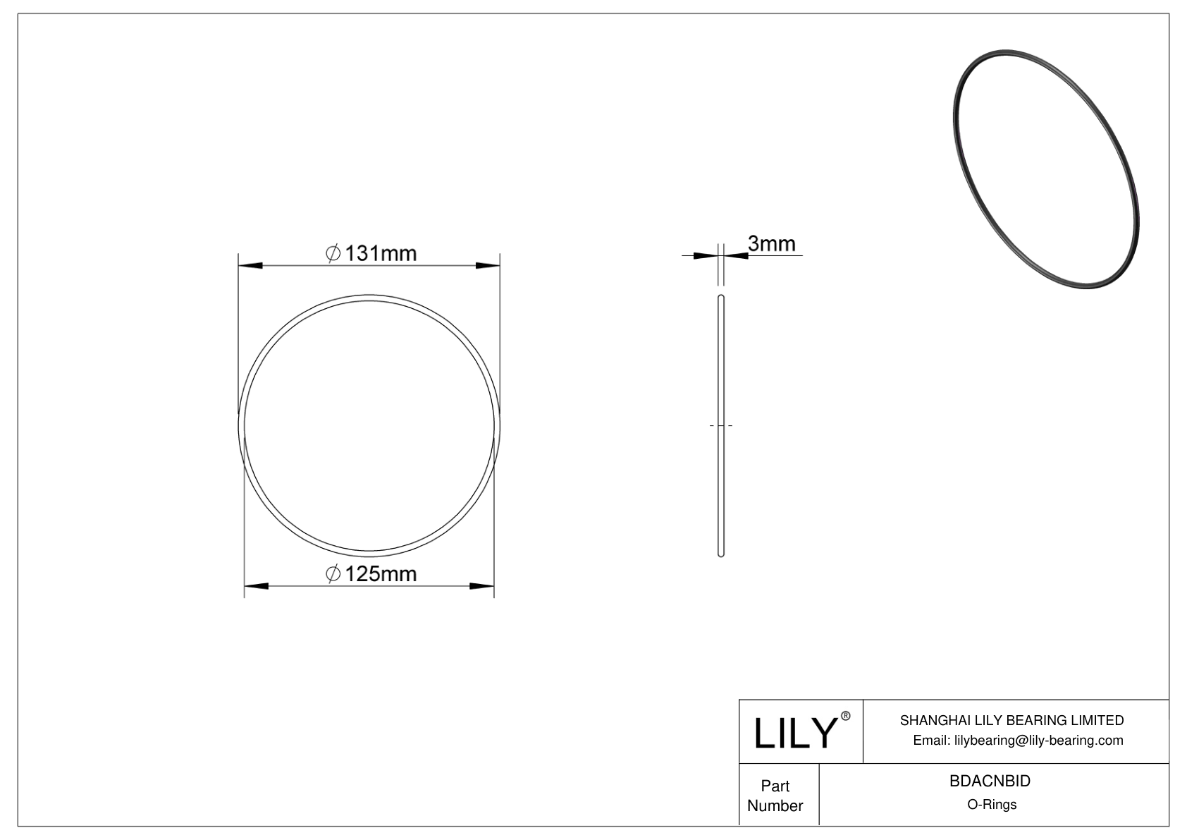 BDACNBID Oil Resistant O-Rings Round cad drawing