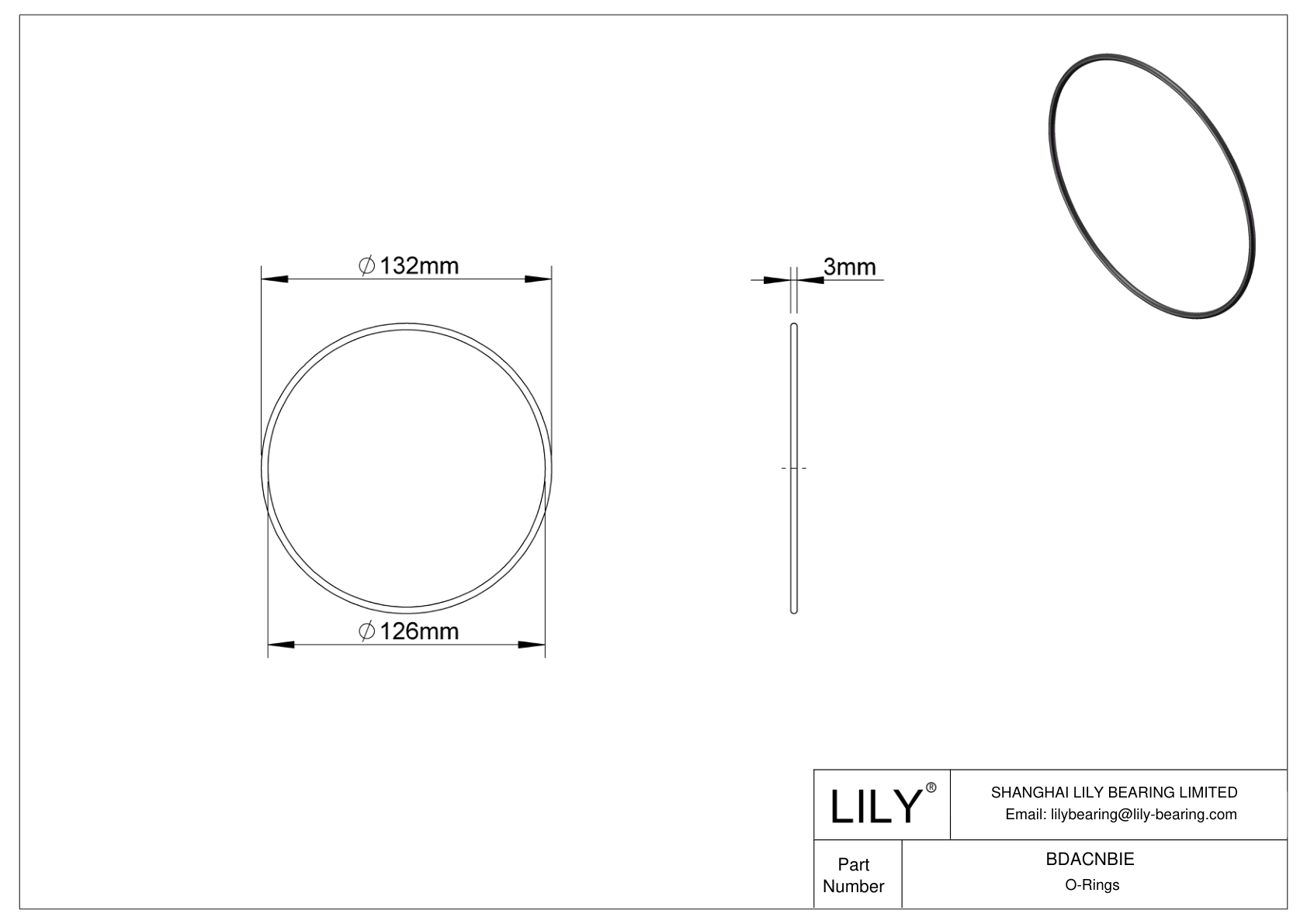 BDACNBIE Oil Resistant O-Rings Round cad drawing