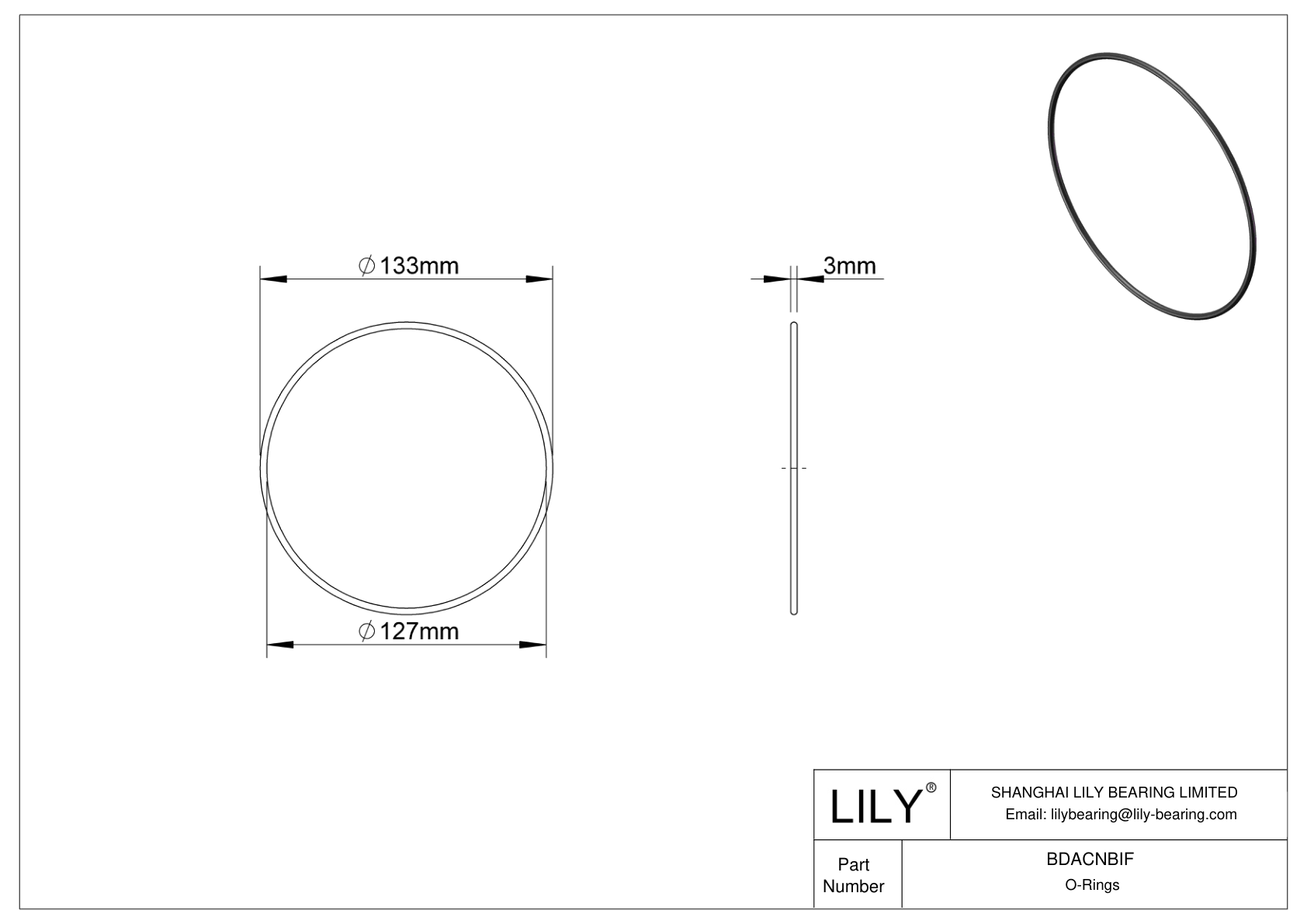 BDACNBIF Oil Resistant O-Rings Round cad drawing