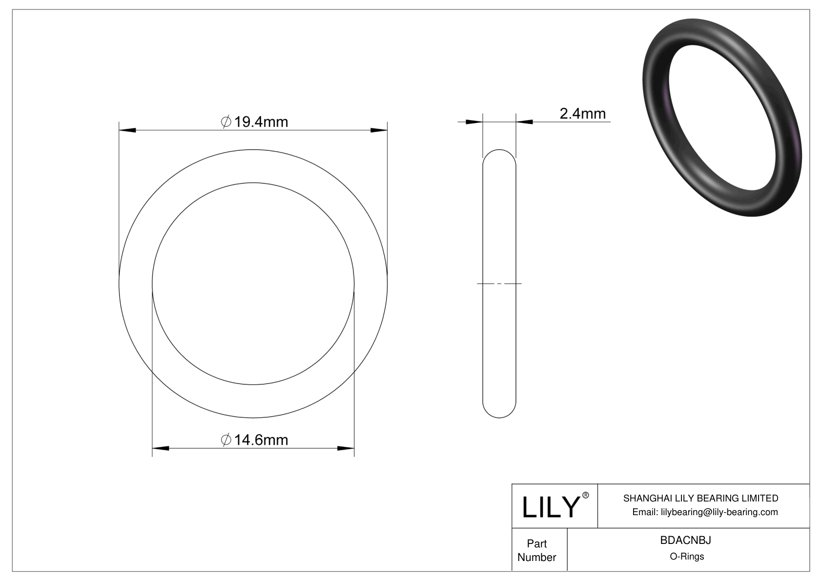 BDACNBJ Oil Resistant O-Rings Round cad drawing