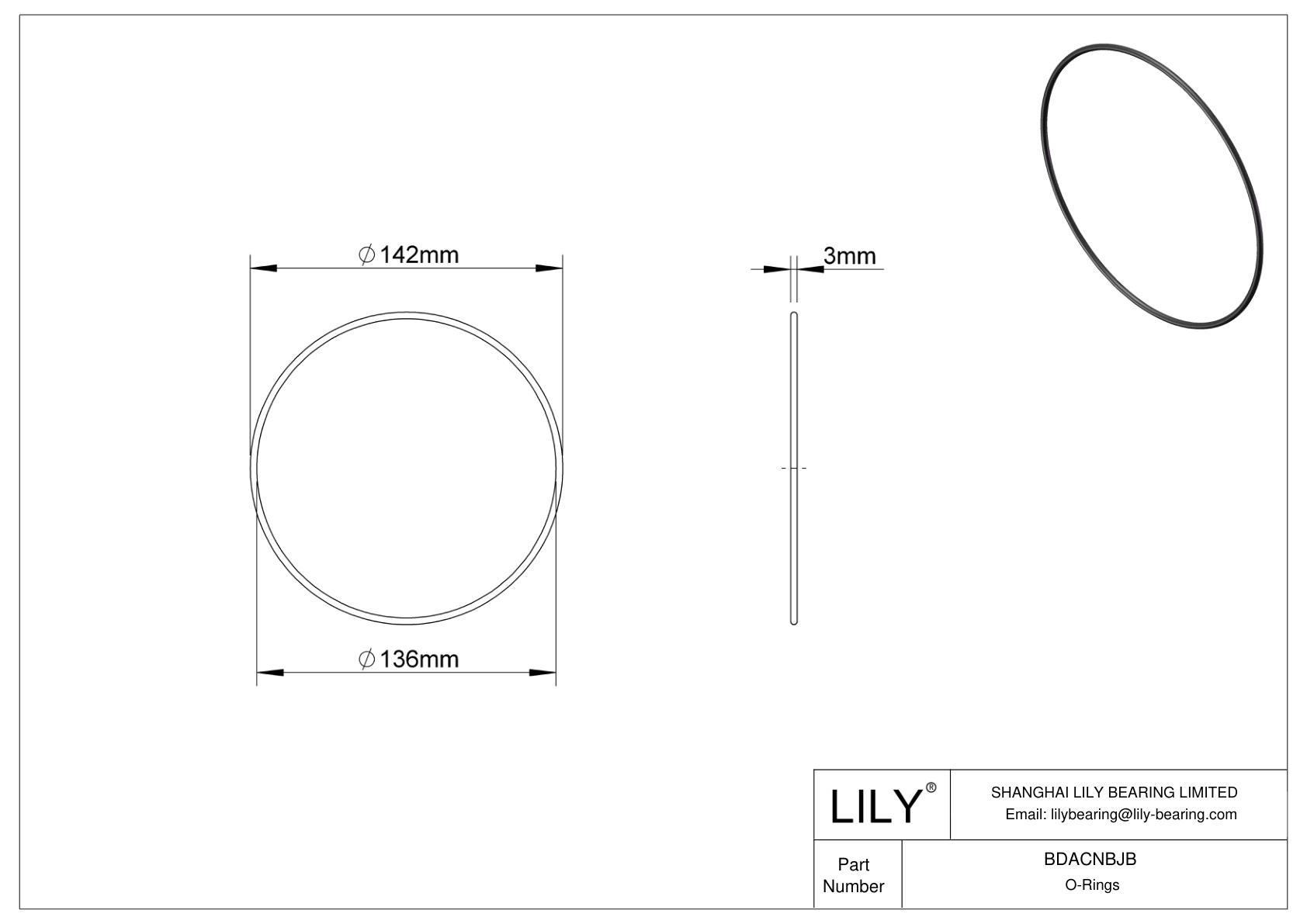 BDACNBJB Oil Resistant O-Rings Round cad drawing