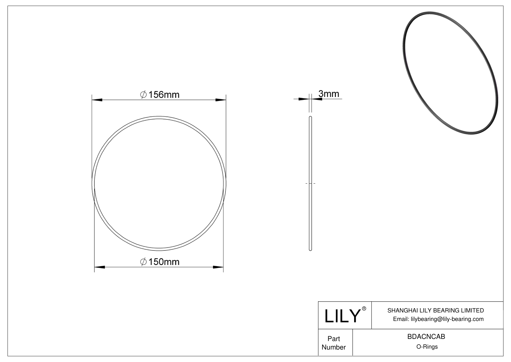 BDACNCAB Oil Resistant O-Rings Round cad drawing