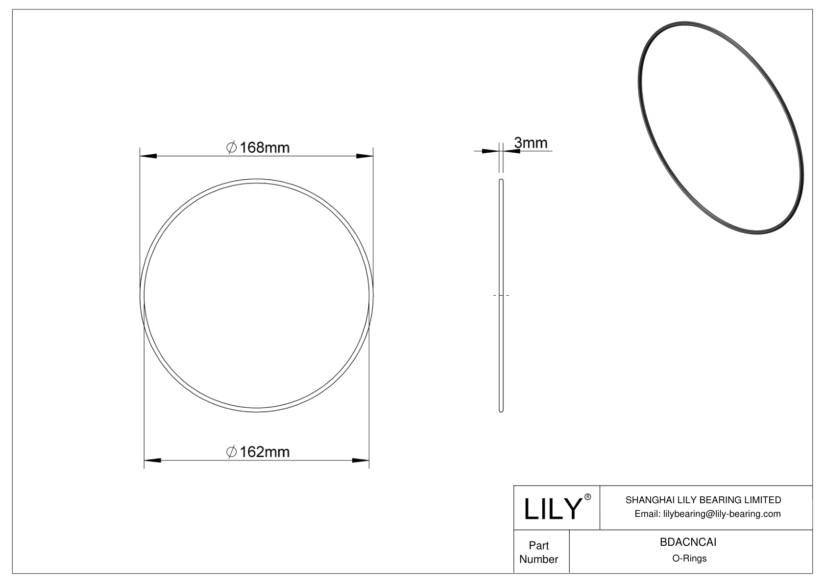 BDACNCAI Oil Resistant O-Rings Round cad drawing