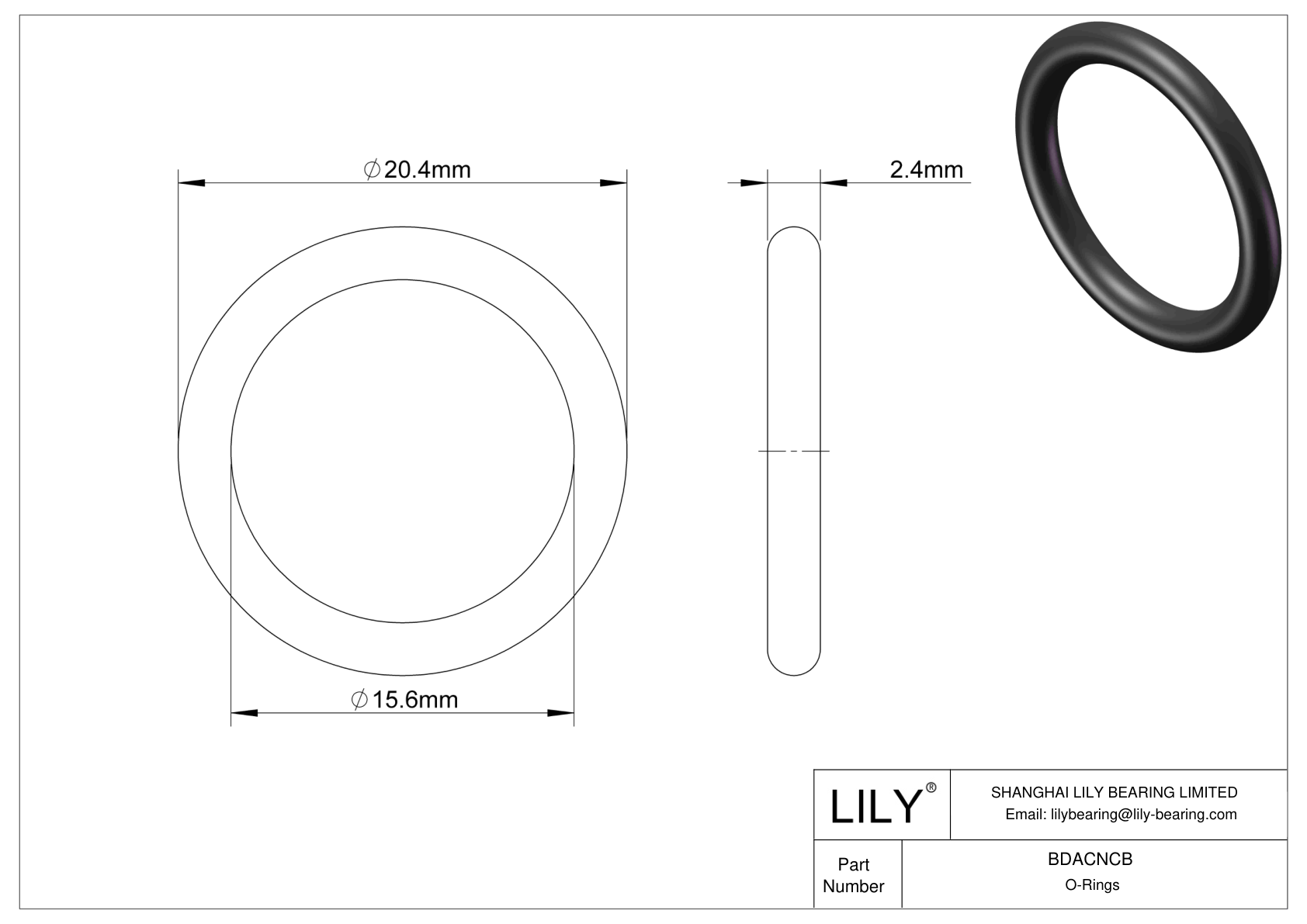 BDACNCB Oil Resistant O-Rings Round cad drawing