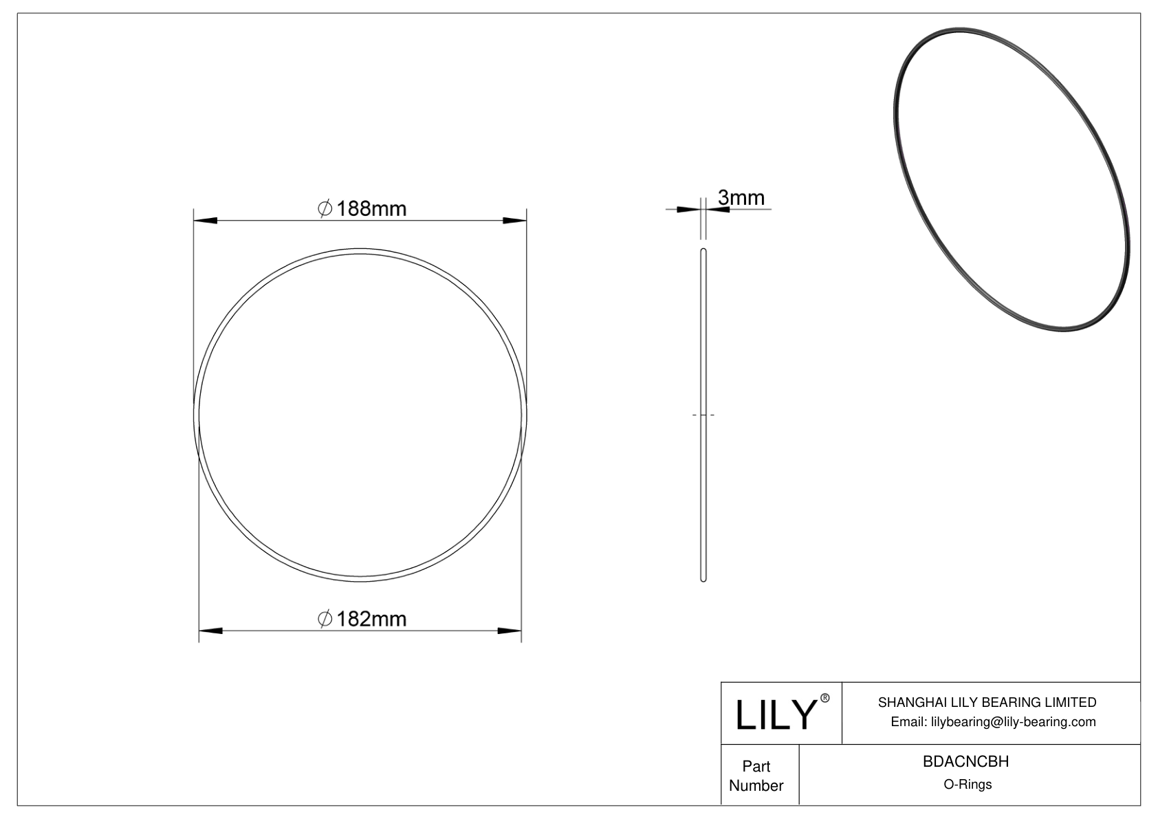 BDACNCBH Oil Resistant O-Rings Round cad drawing