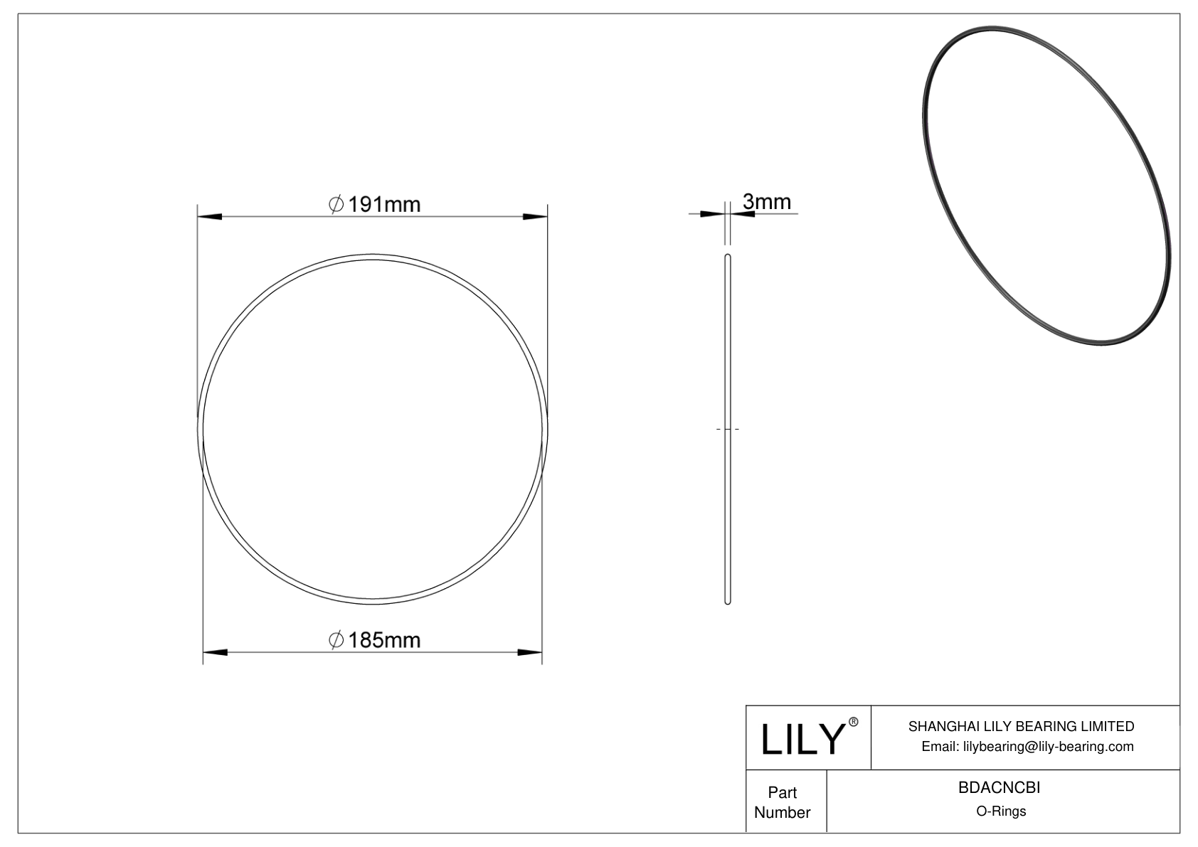 BDACNCBI Oil Resistant O-Rings Round cad drawing