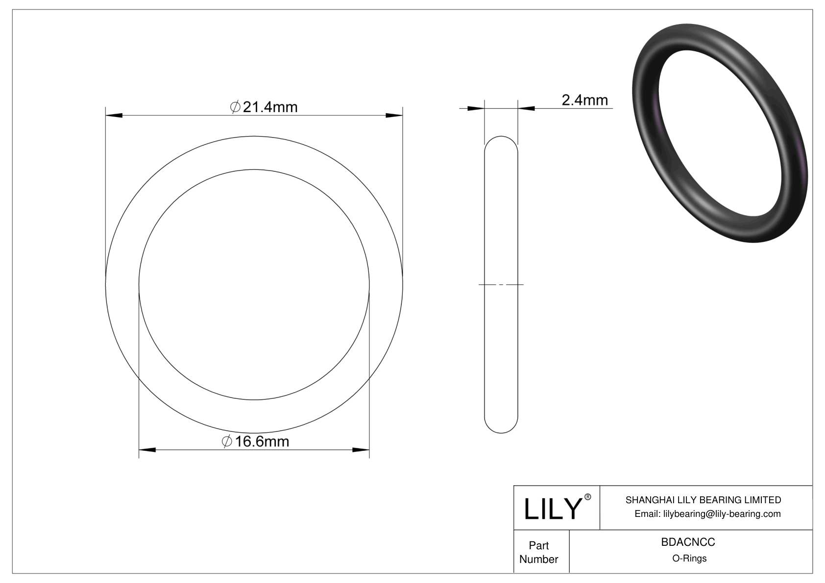 BDACNCC Oil Resistant O-Rings Round cad drawing