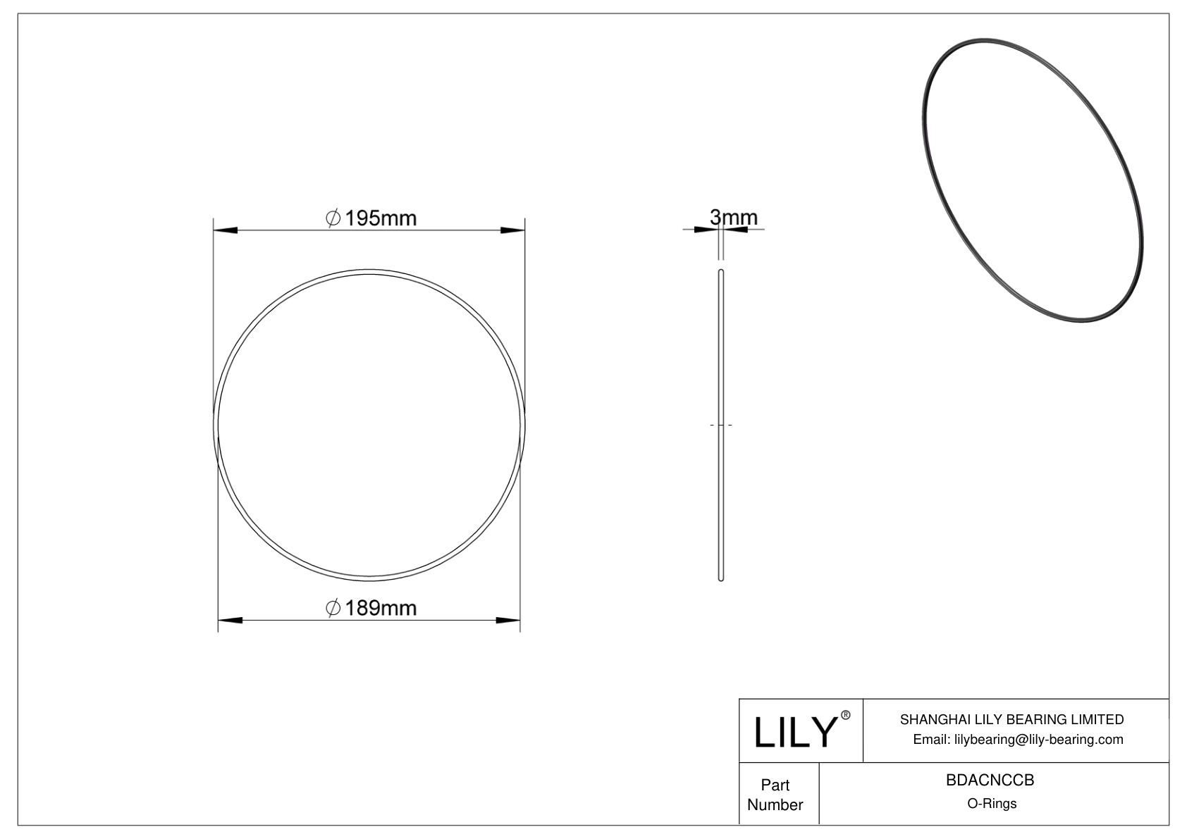 BDACNCCB Oil Resistant O-Rings Round cad drawing