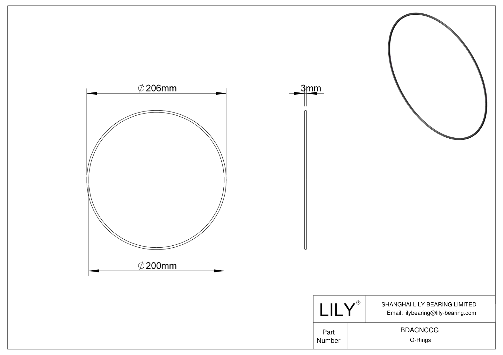 BDACNCCG Oil Resistant O-Rings Round cad drawing