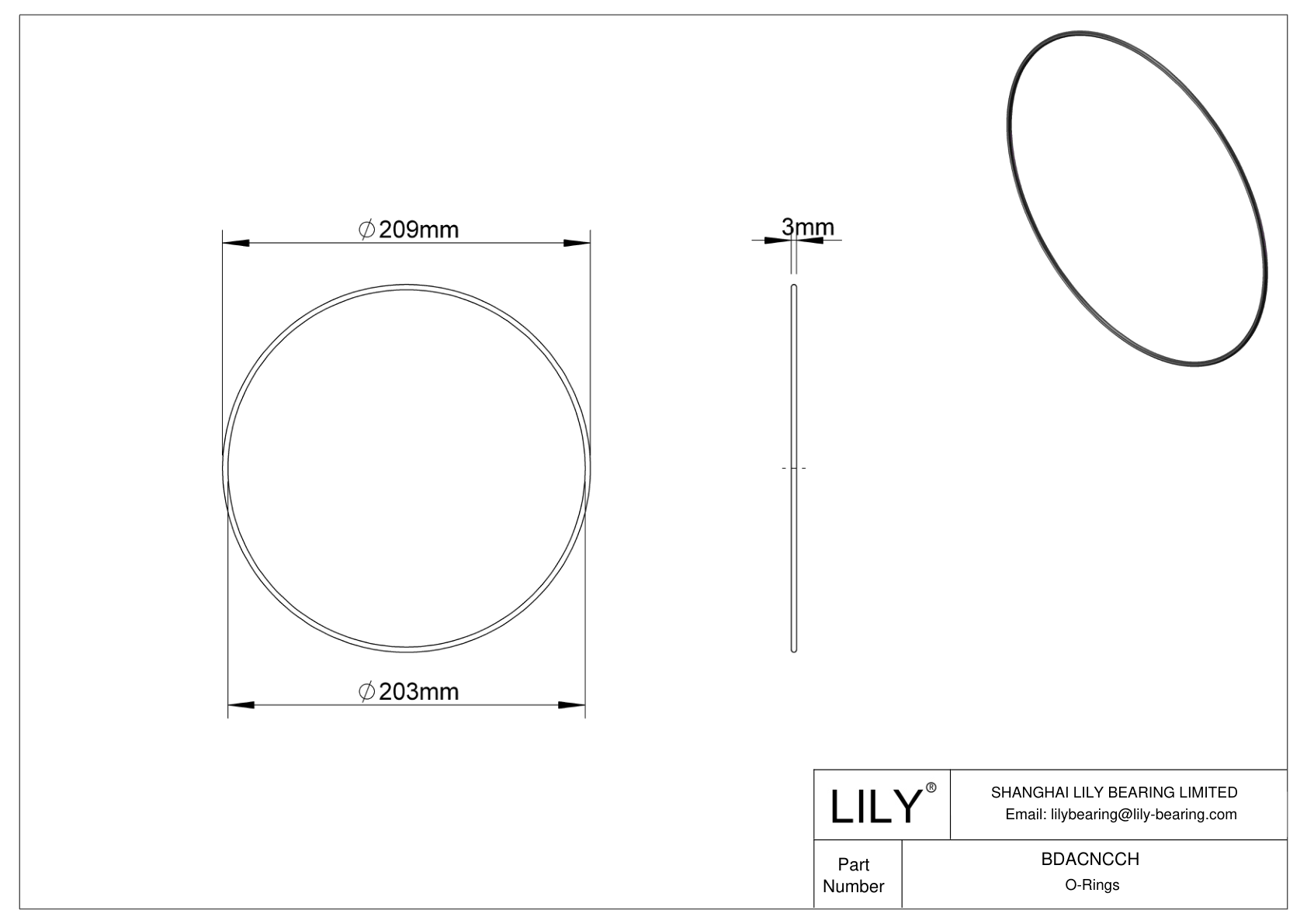 BDACNCCH Oil Resistant O-Rings Round cad drawing