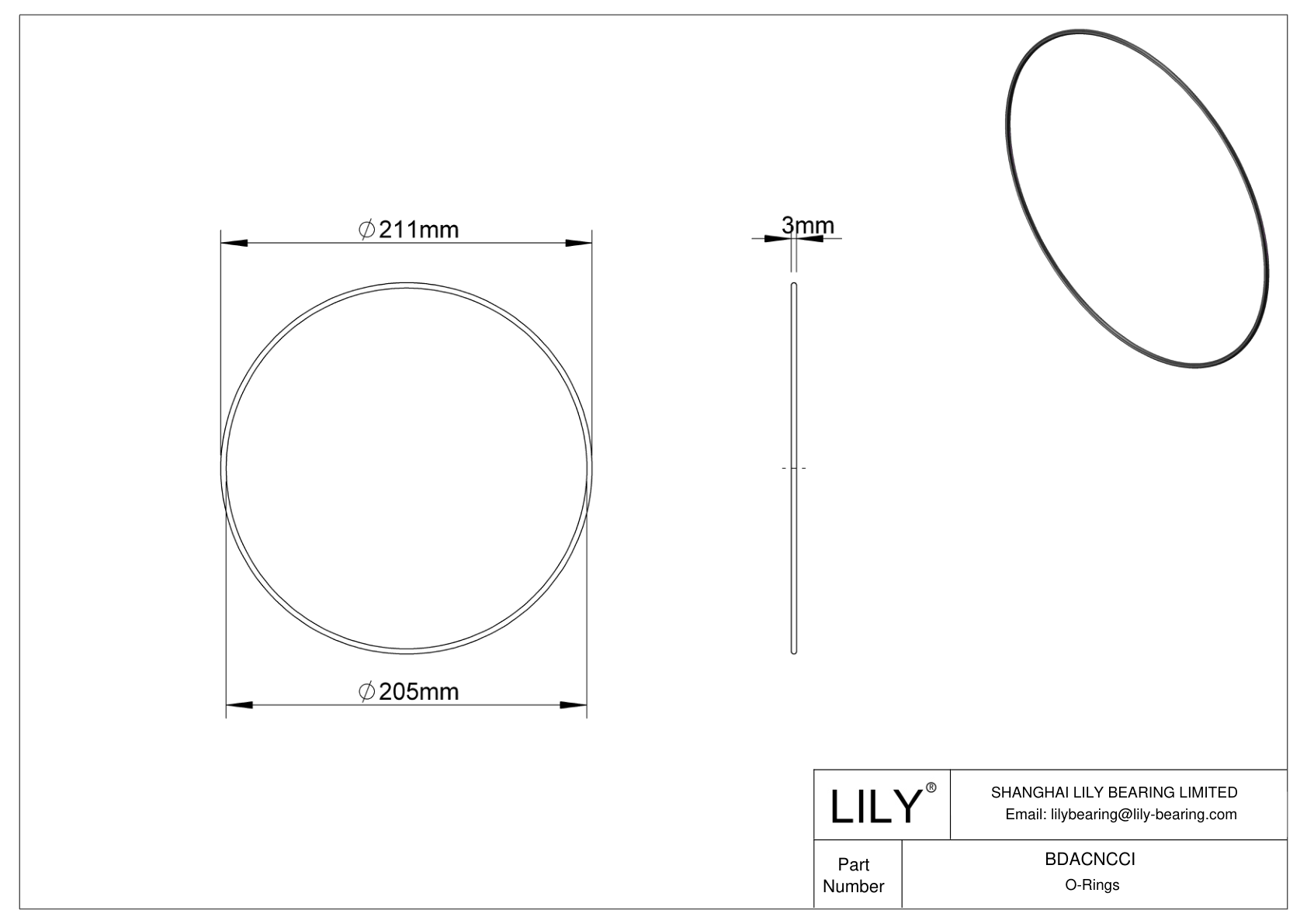 BDACNCCI Oil Resistant O-Rings Round cad drawing