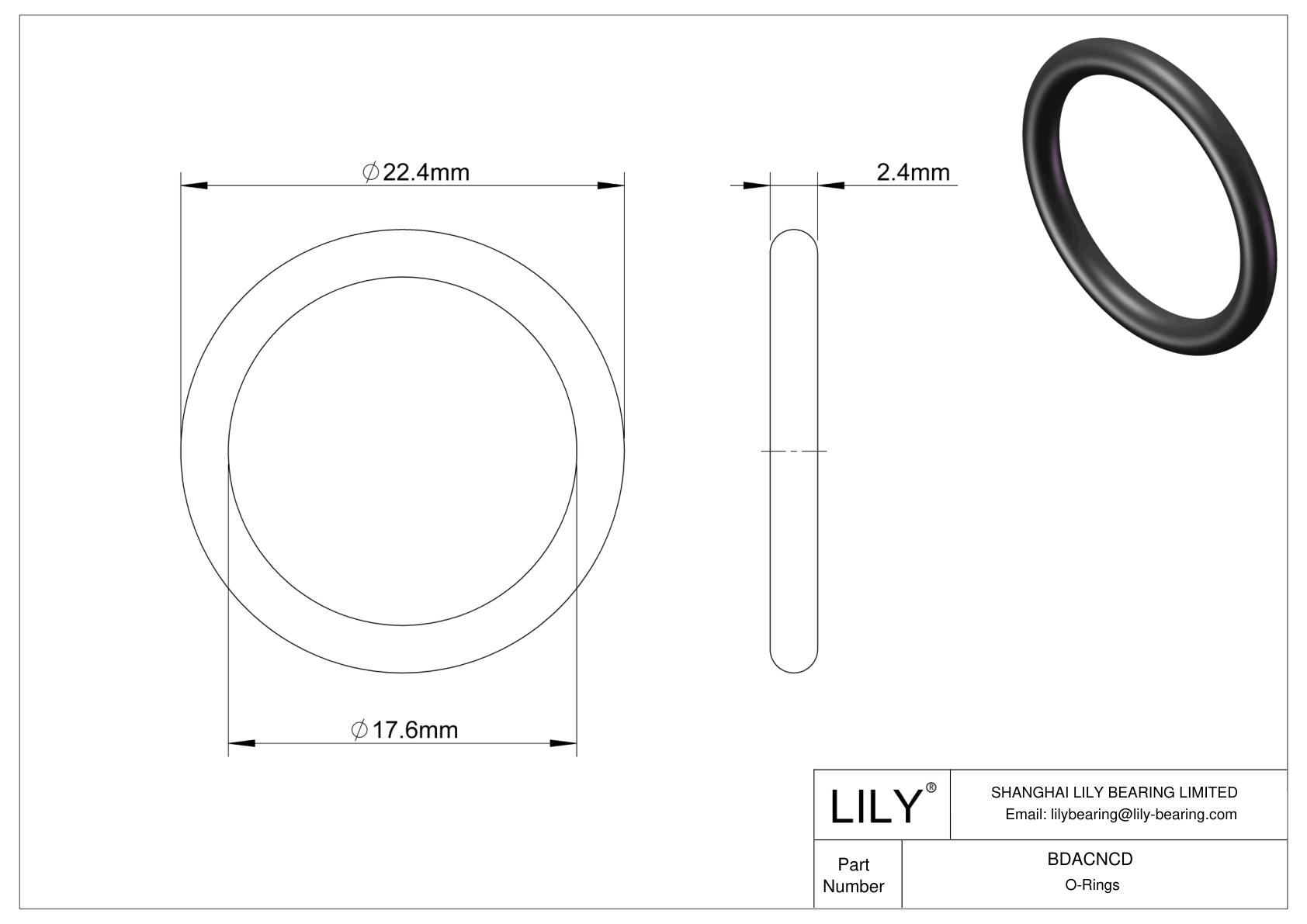 BDACNCD Oil Resistant O-Rings Round cad drawing