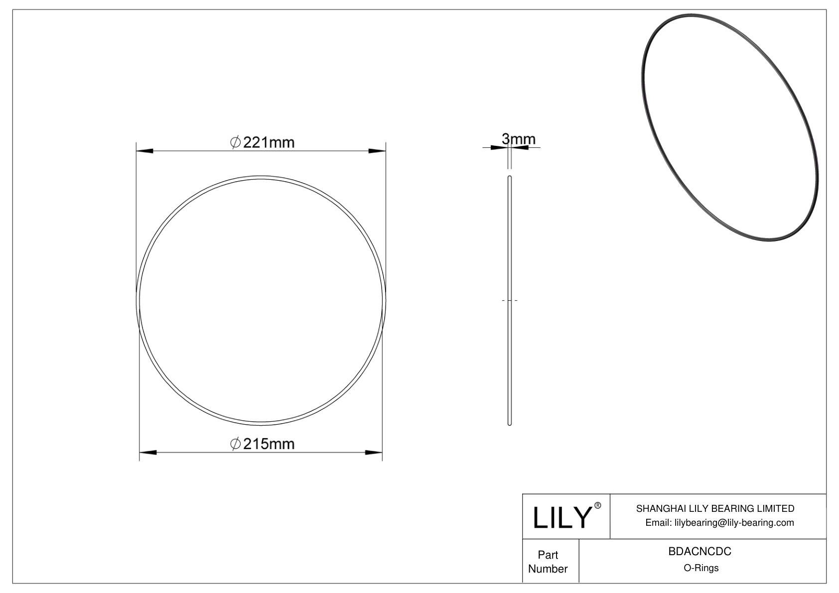 BDACNCDC Oil Resistant O-Rings Round cad drawing