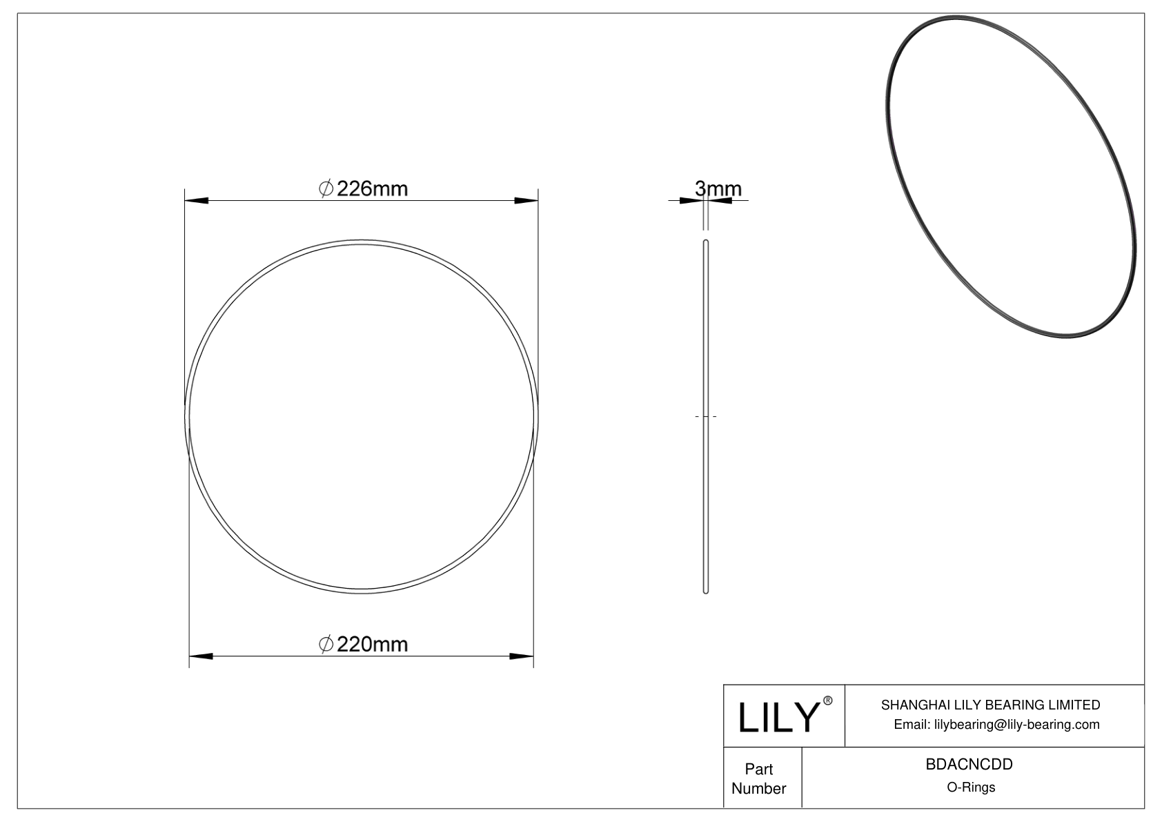 BDACNCDD Oil Resistant O-Rings Round cad drawing