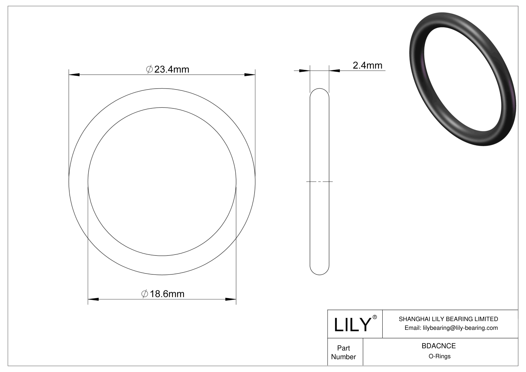 BDACNCE Oil Resistant O-Rings Round cad drawing