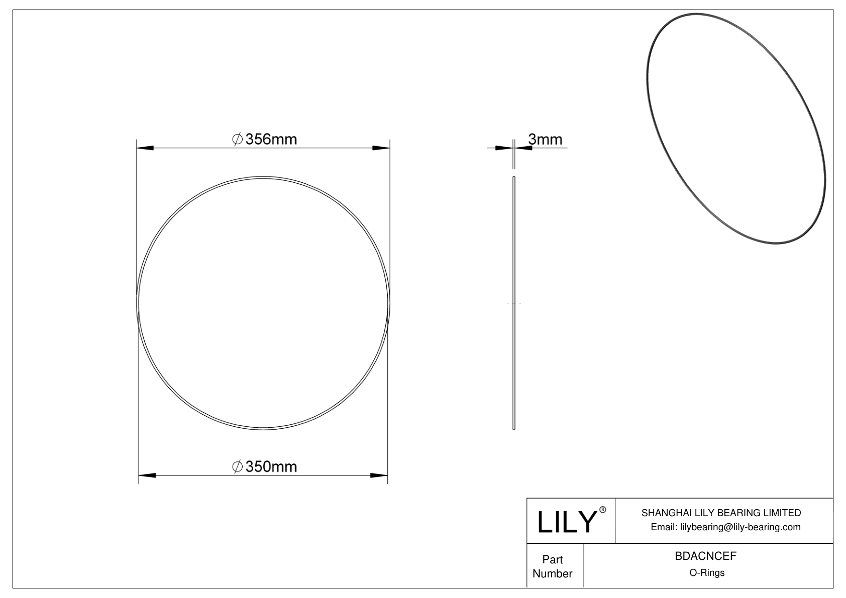 BDACNCEF Oil Resistant O-Rings Round cad drawing