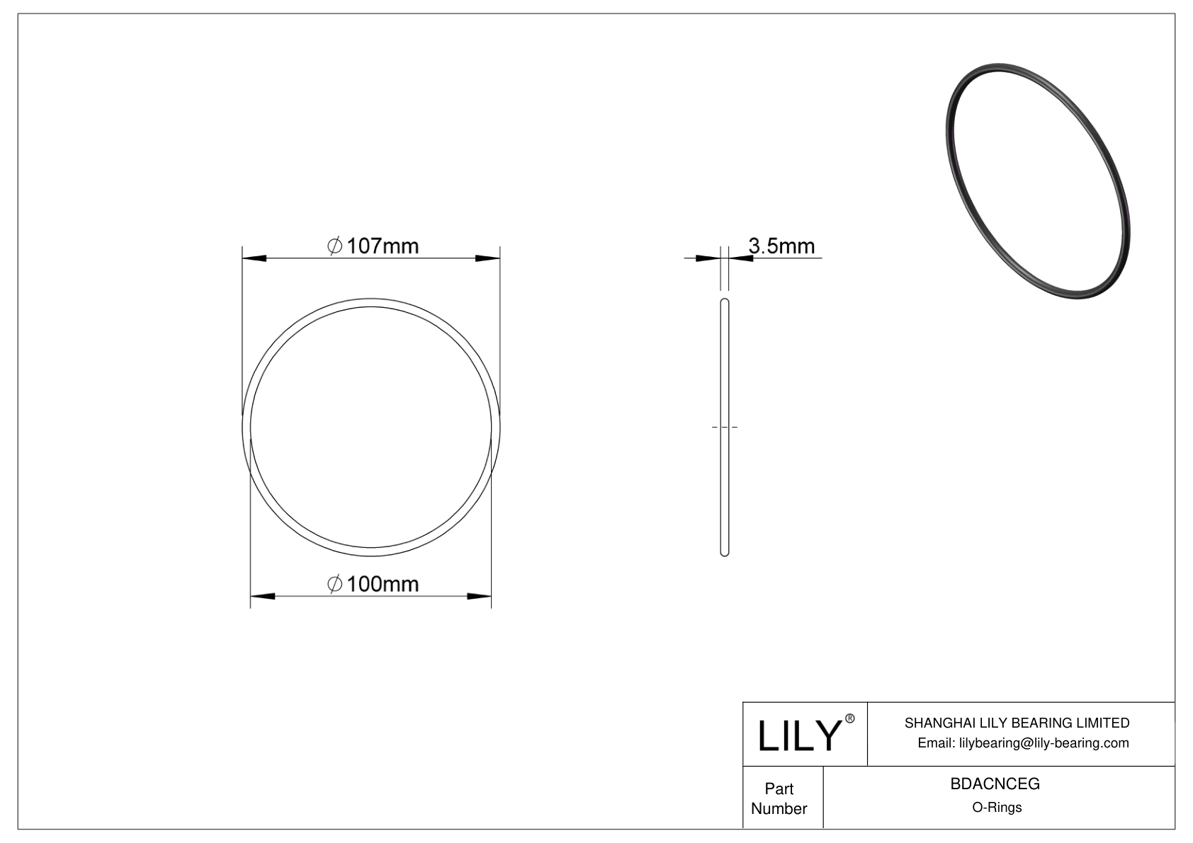 BDACNCEG Oil Resistant O-Rings Round cad drawing