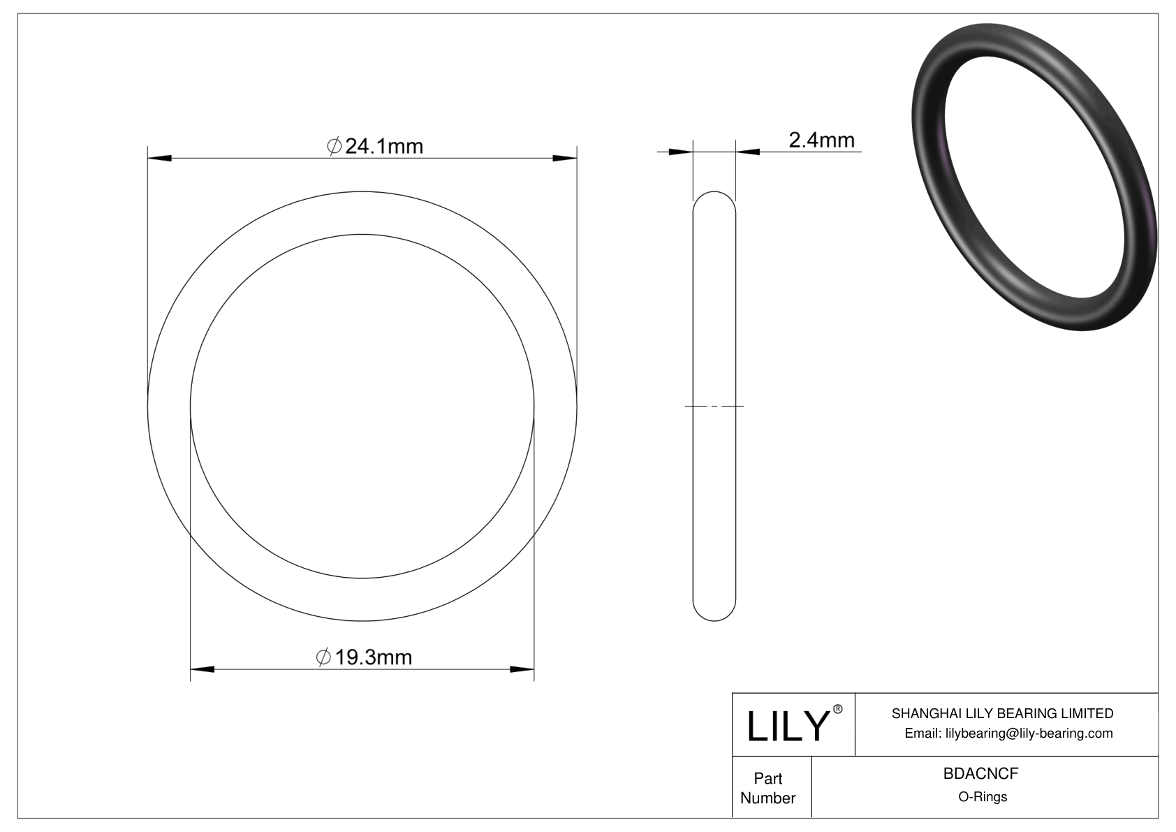 BDACNCF Oil Resistant O-Rings Round cad drawing