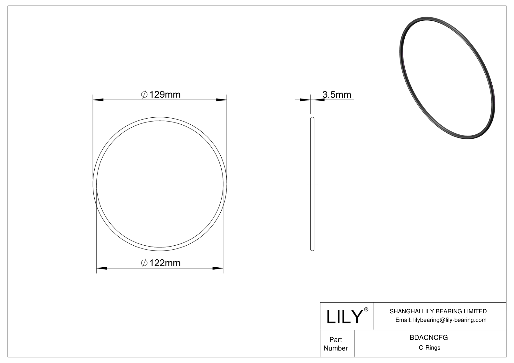 BDACNCFG Oil Resistant O-Rings Round cad drawing